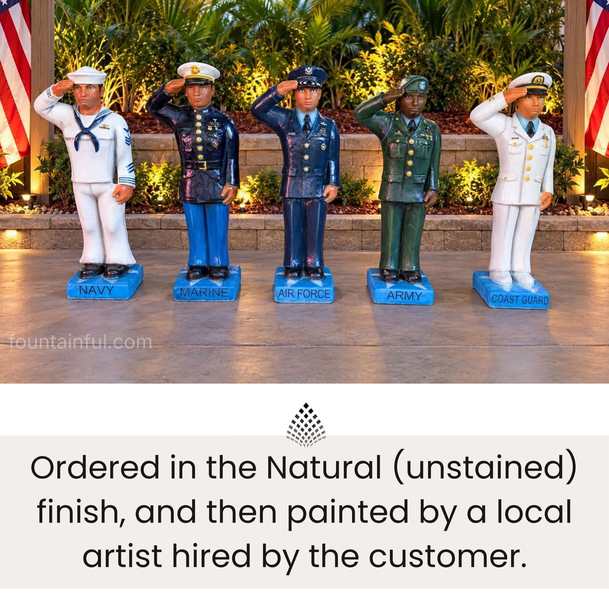 U.S. Military Short Armed Forces Concrete Statues - Massarellis