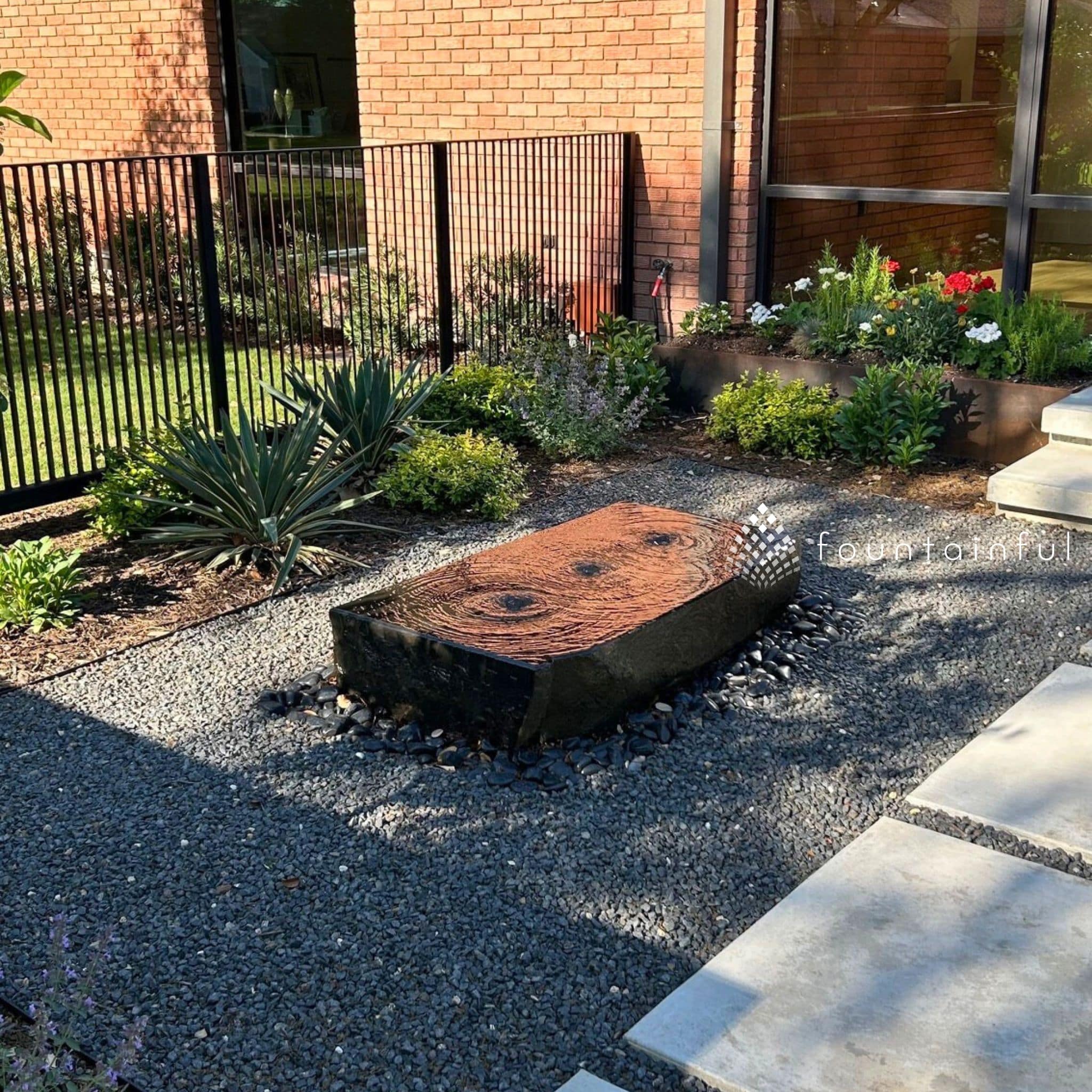 Basalt Block "Ichise" Triple Drilled Fountain - Complete Kit - Blue Thumb