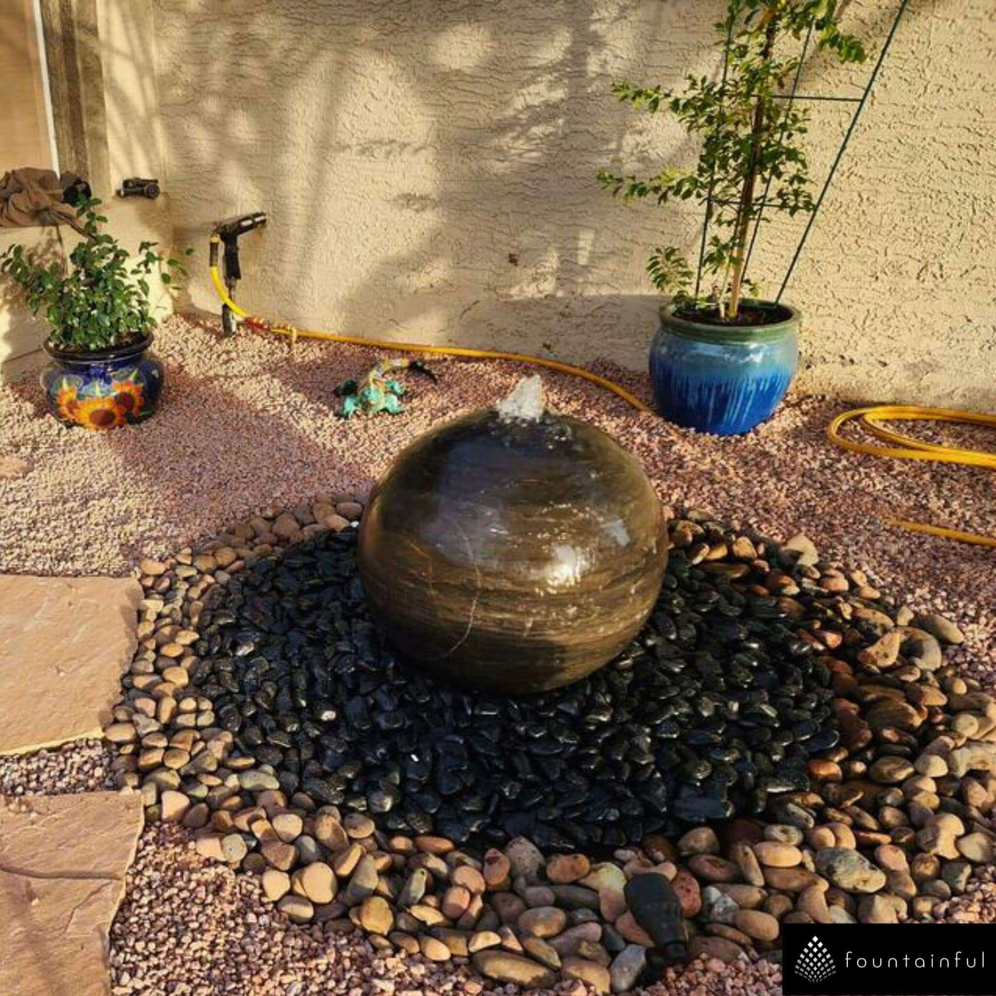 Blue Limestone Sphere Fountain - Complete Kit - Blue Thumb