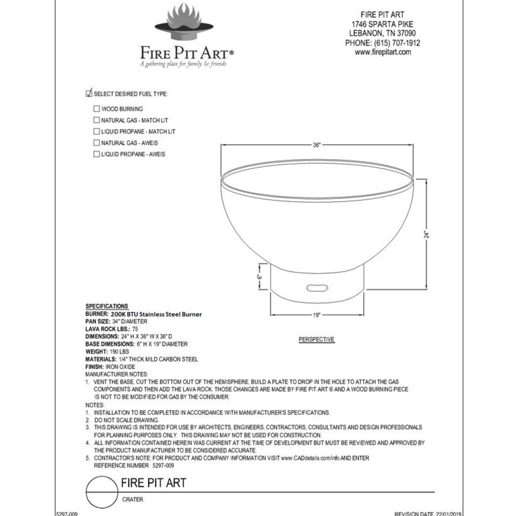 Crater Gas Fire Pit in Steel - Fire Pit Art