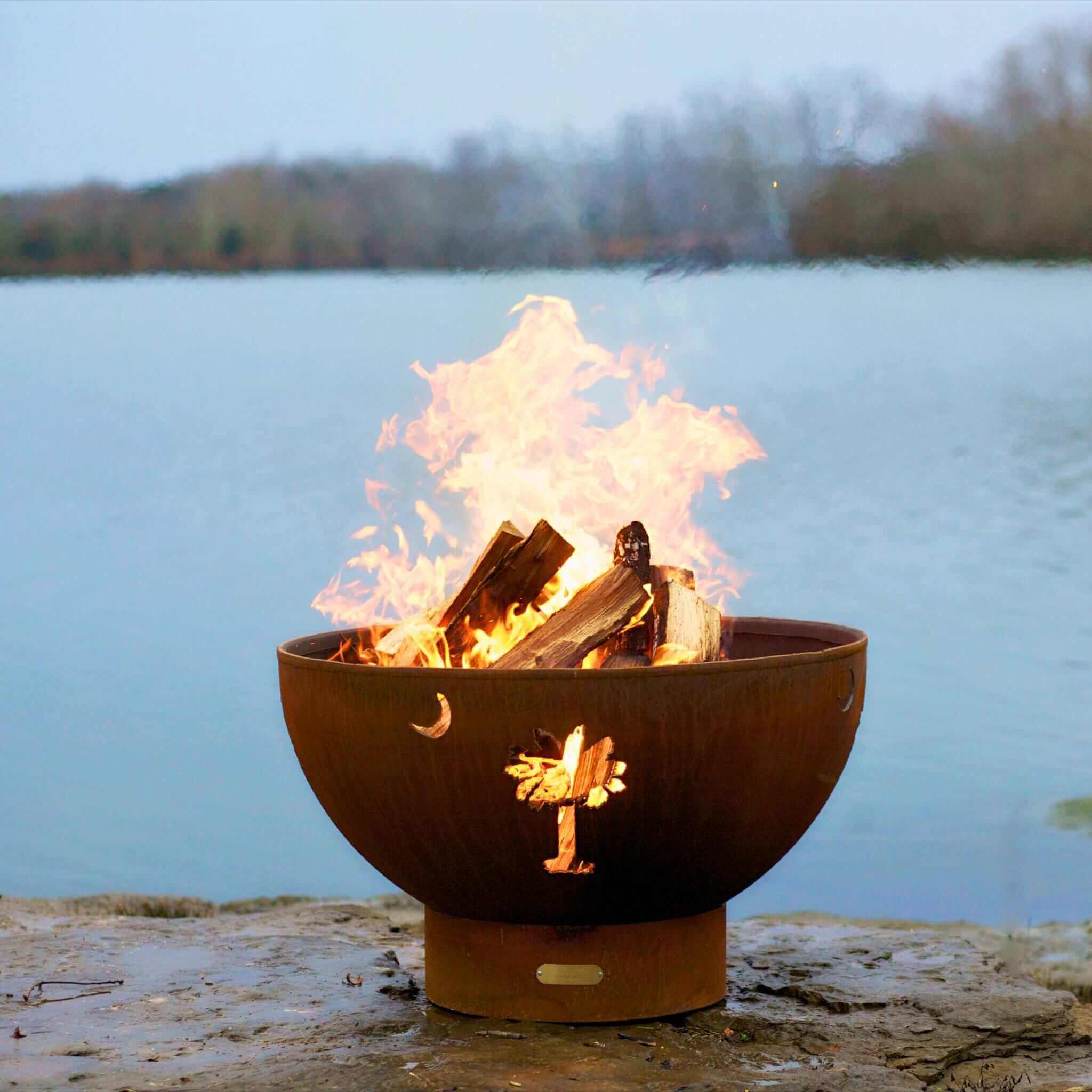 Tropical Moon Gas Fire Pit in Steel - Fire Pit Art