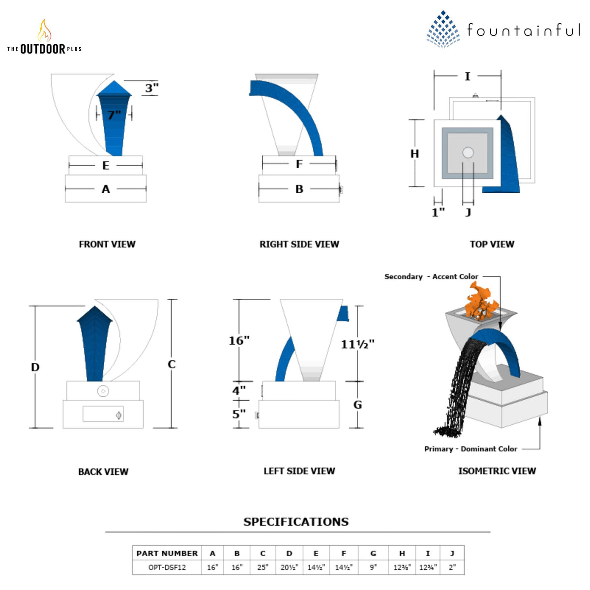 Designer Series #12 Steel Fire & Water Feature - Outdoor Plus