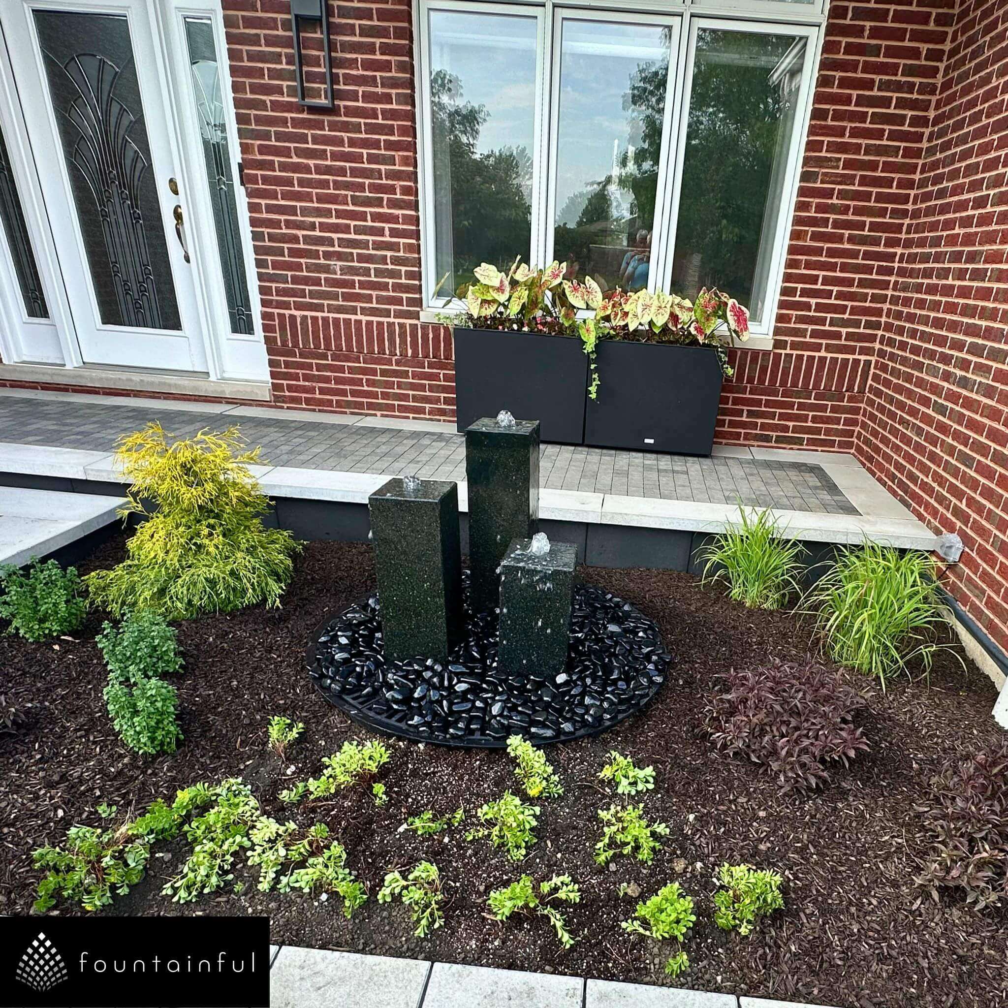 Black Granite Towers 3-Column Fountain - Complete Kit - Blue Thumb