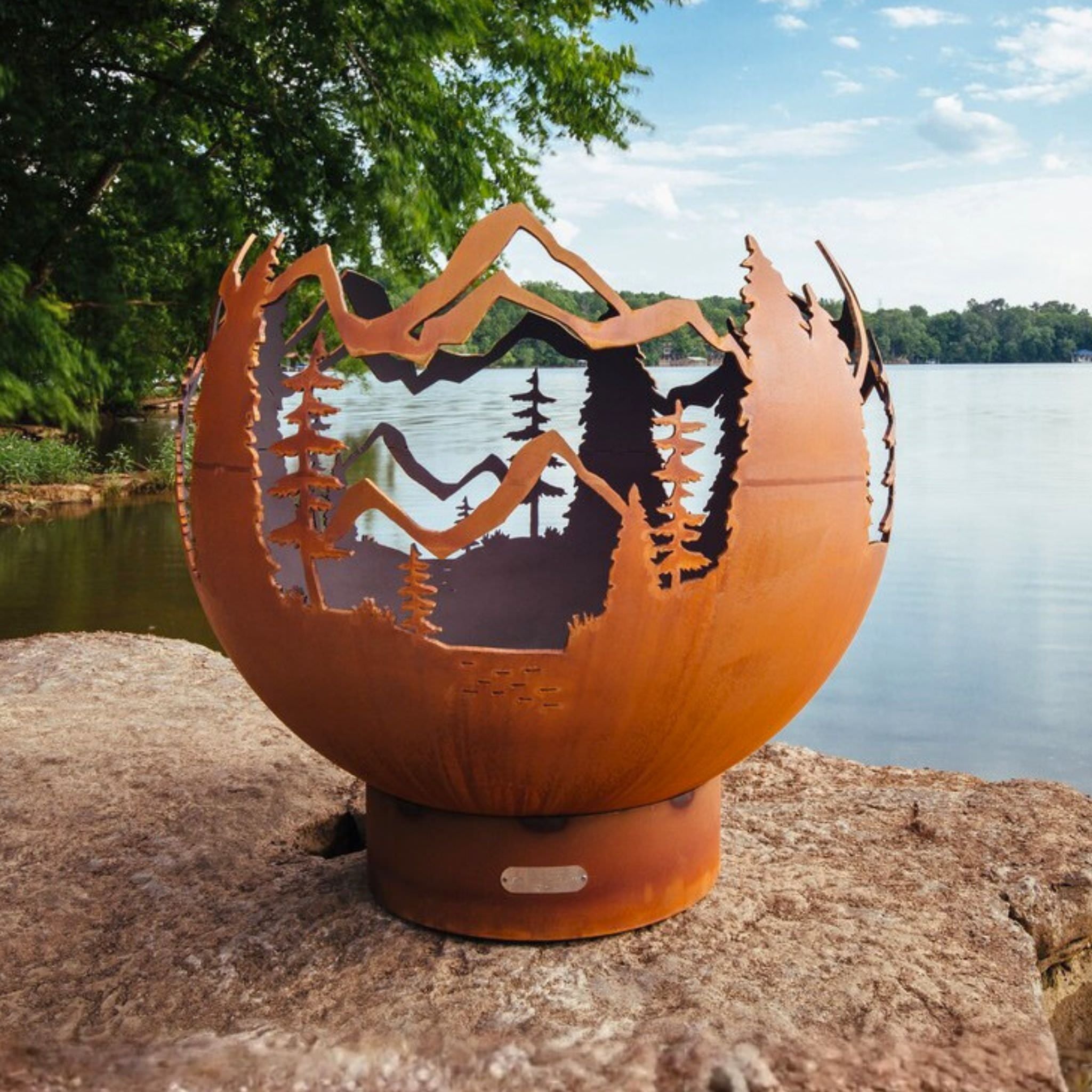 Mountain Vista Gas Fire Pit in Steel - Fire Pit Art