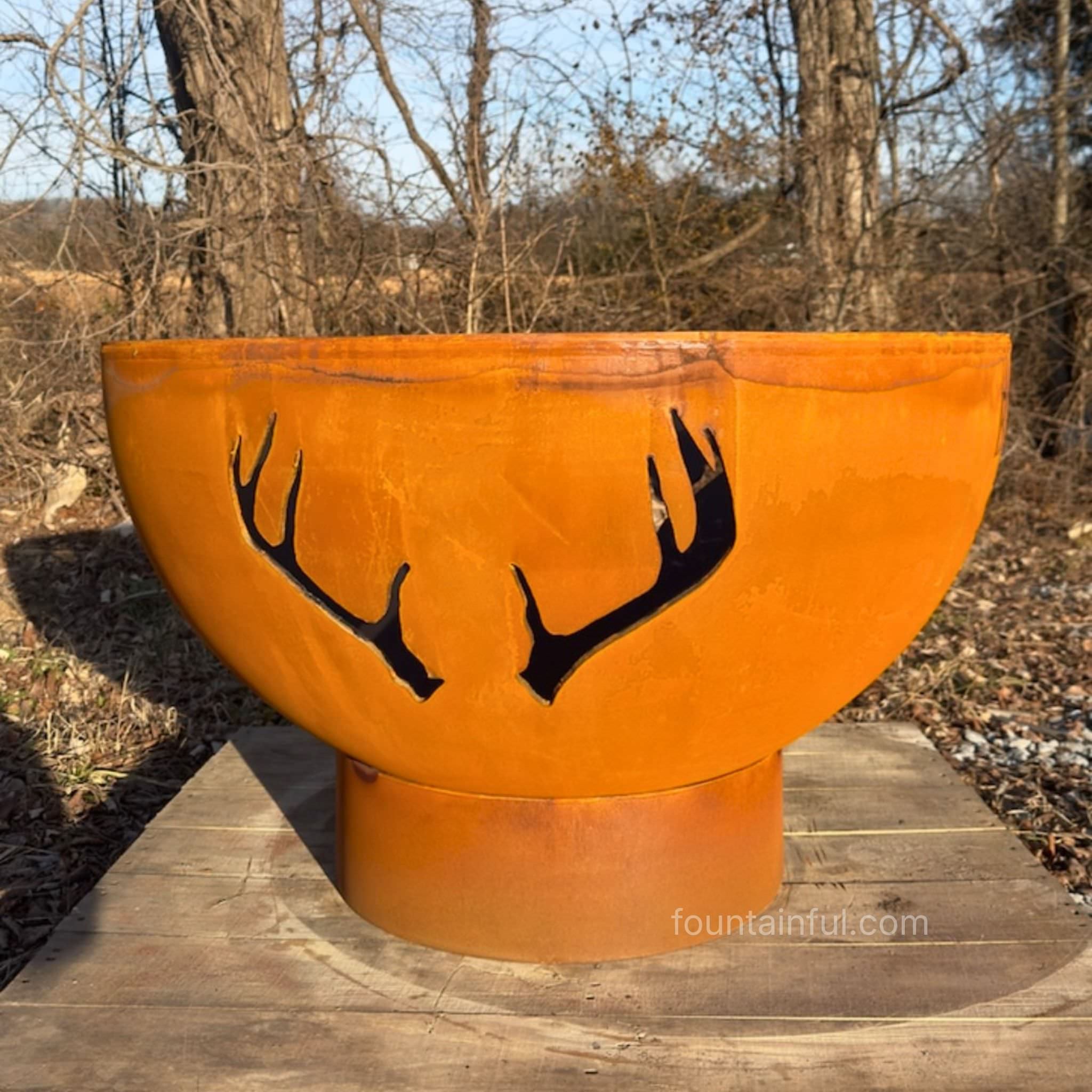 Antlers Gas Fire Pit in Steel - Fire Pit Art
