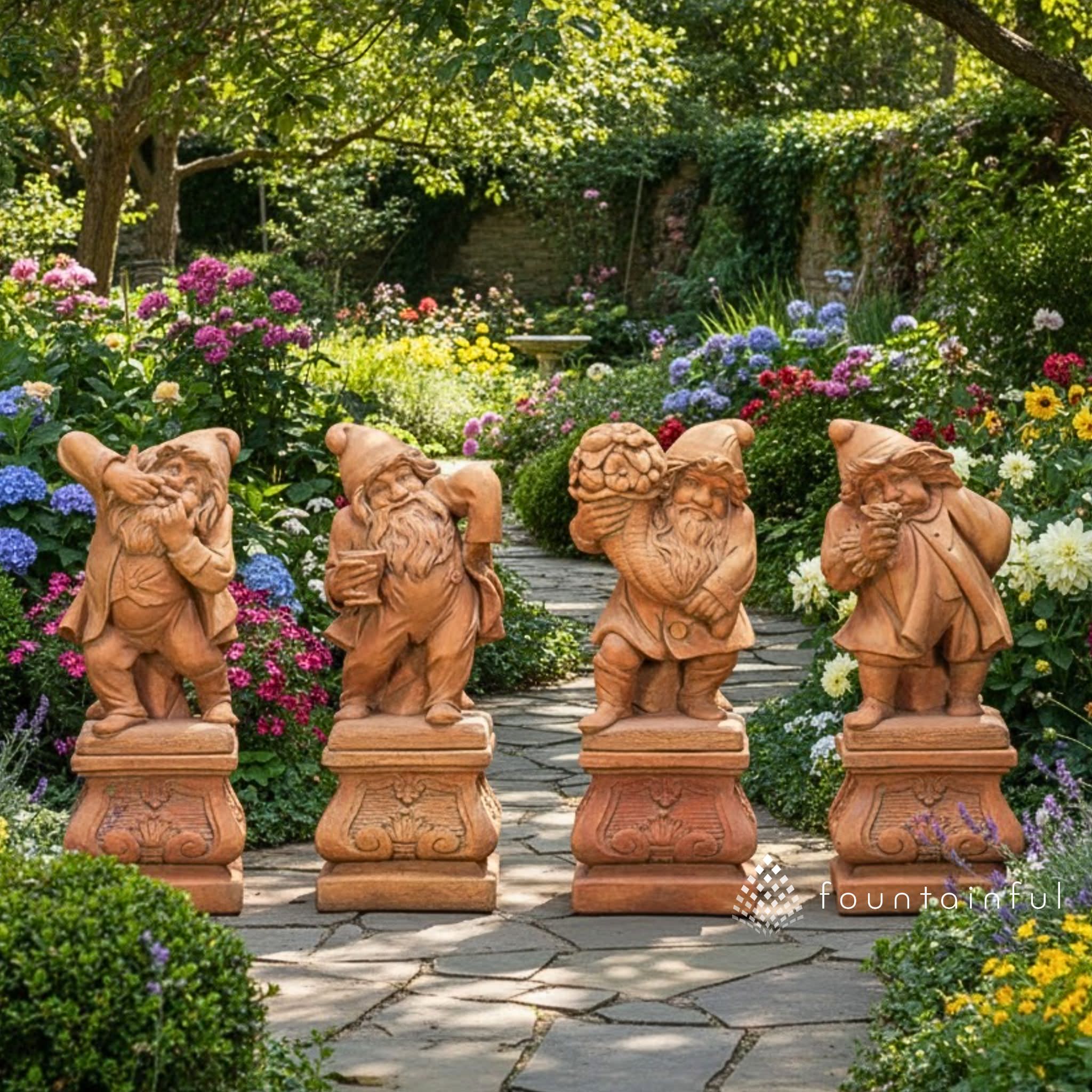 Giannini Concrete Garden Troll Gnome Statues for Fantasy Fairy Garden