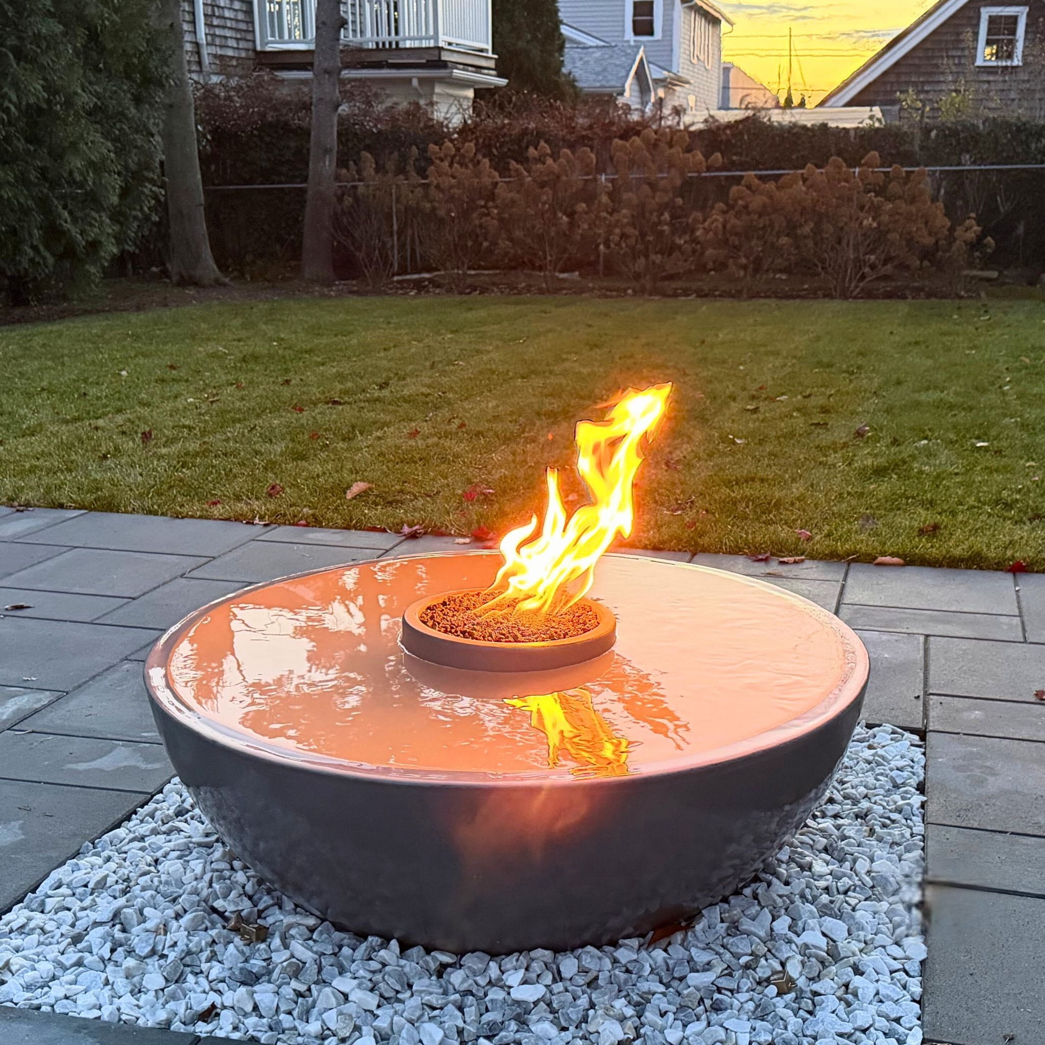 360° Fire & Water Bowl Concrete Fountain