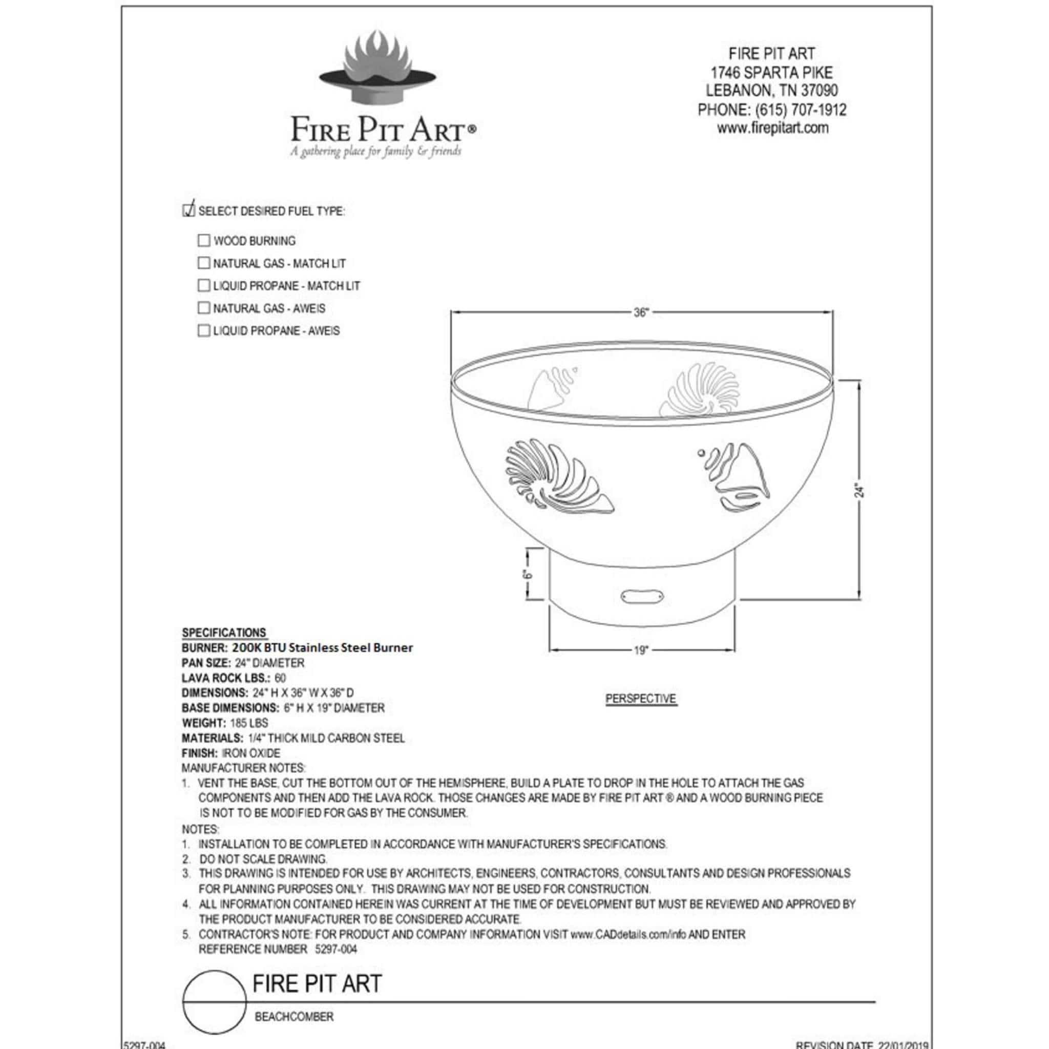 Beachcomber Wood Burning Fire Pit in Steel - Fire Pit Art