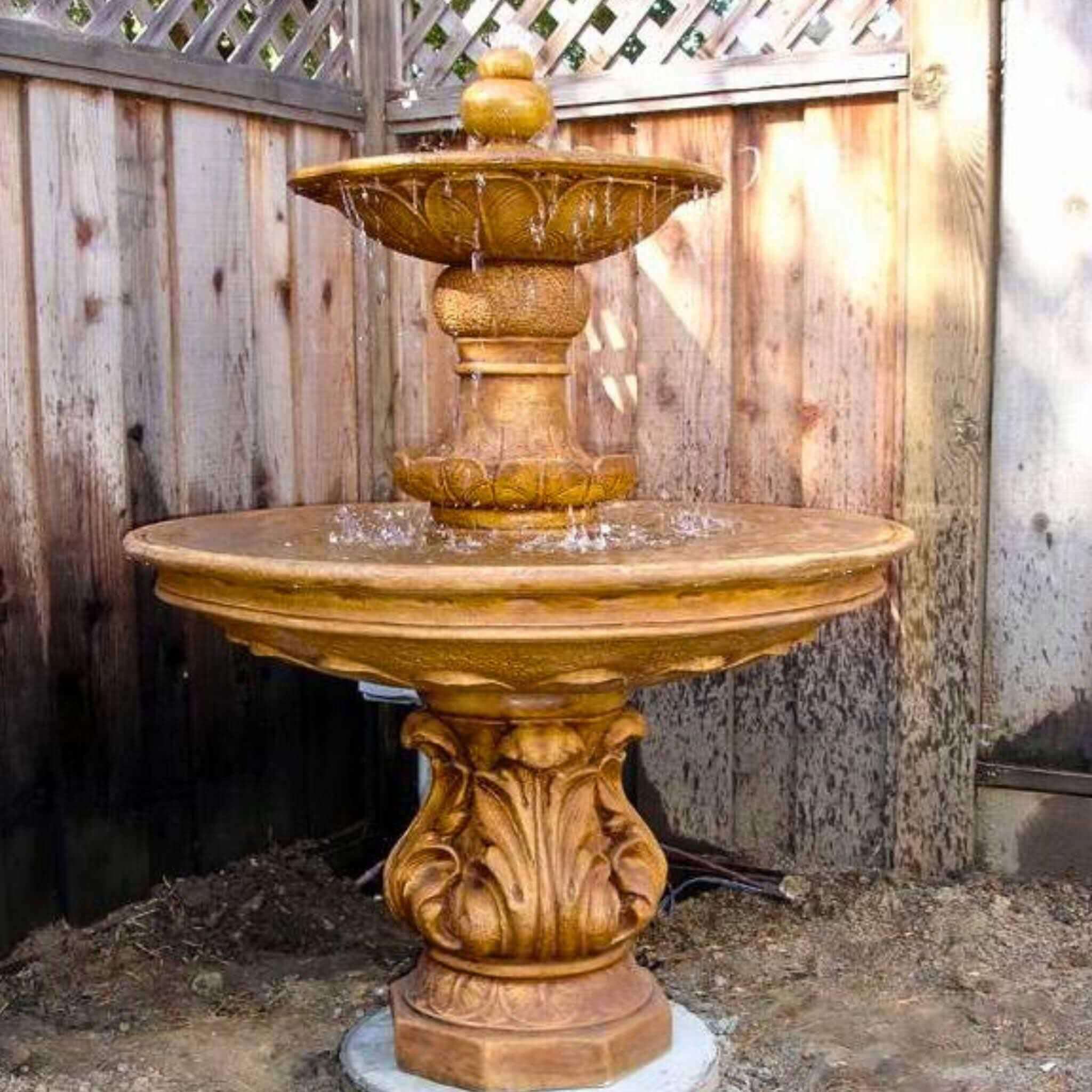 Chelsea Garden 2-Tier Concrete Fountain w/Step - Giannini #1558