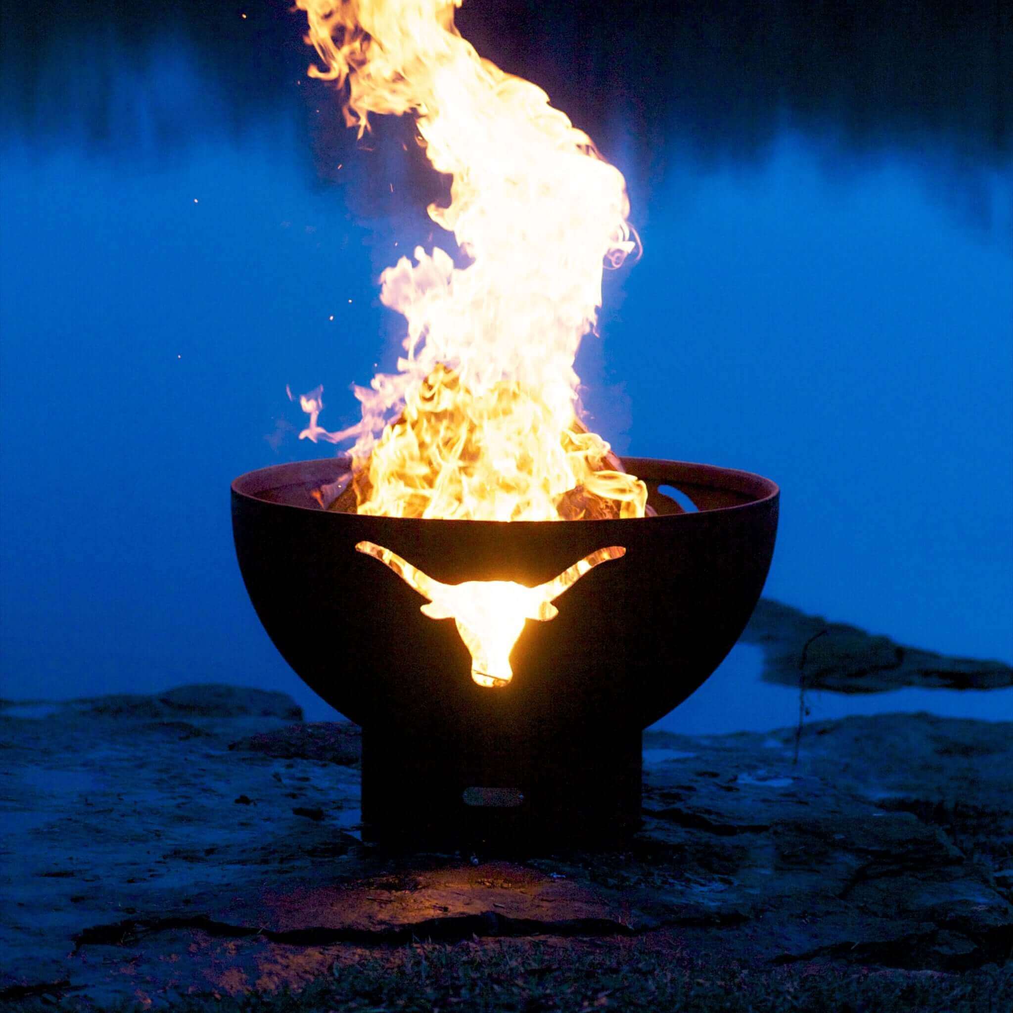 Longhorn Gas Fire Pit in Steel - Fire Pit Art
