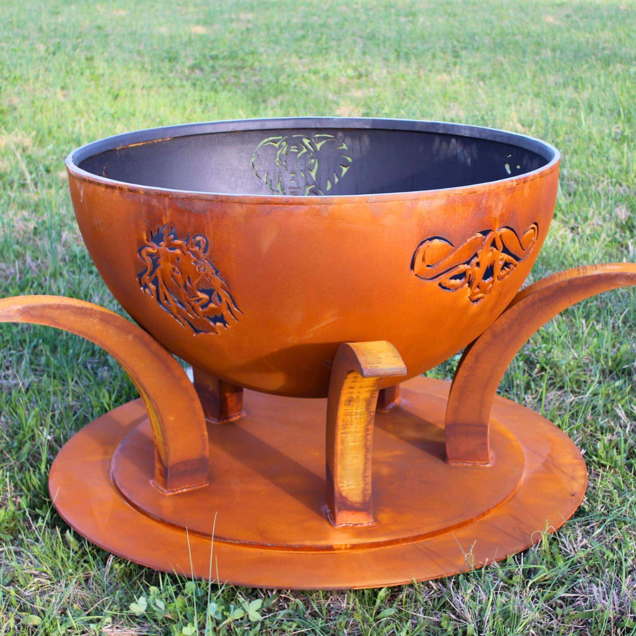Africa's Big Five Gas Fire Pit in Steel - Fire Pit Art