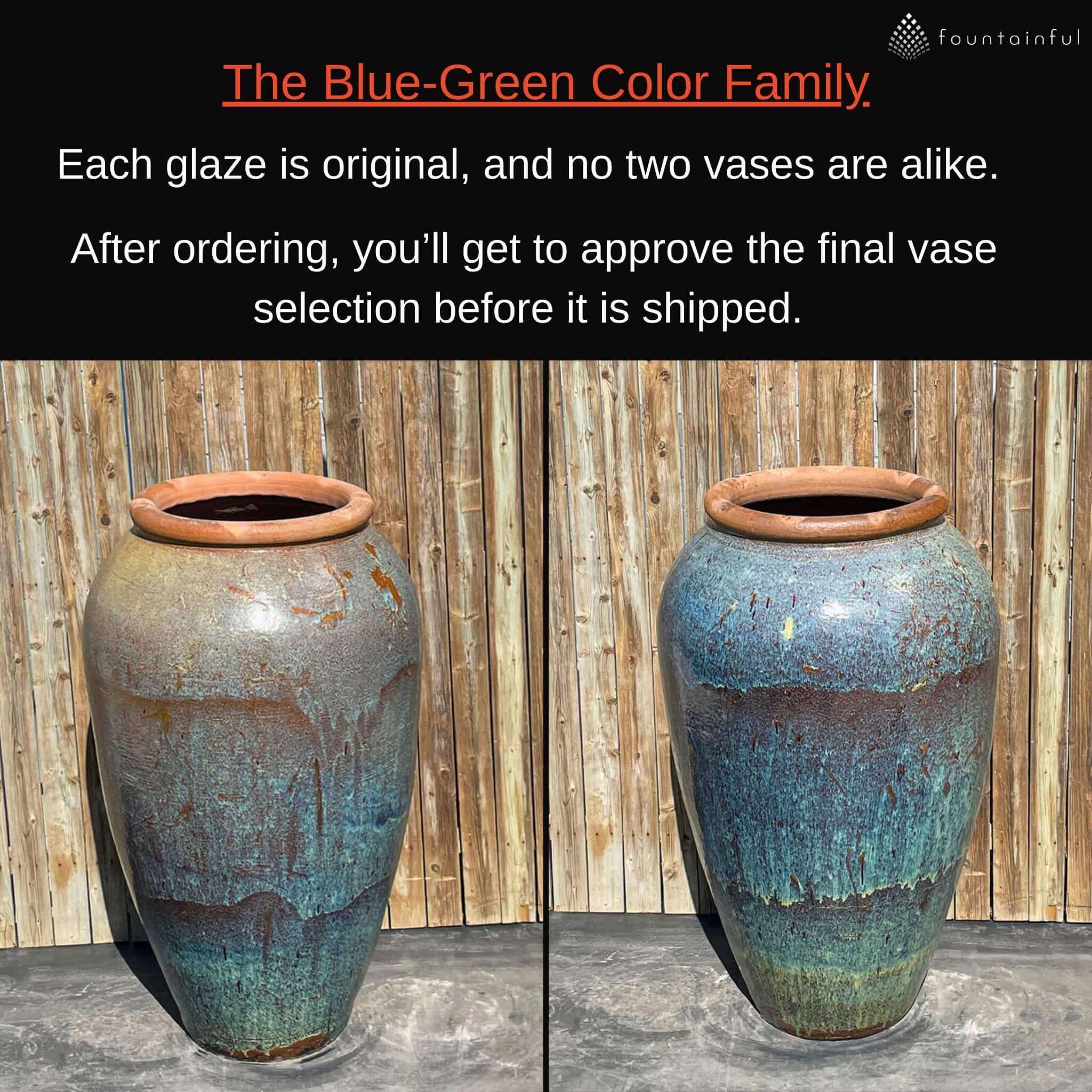 47" Tuscany Vase "Blue/Green" Water Fountain - Complete Kit - Blue Thumb
