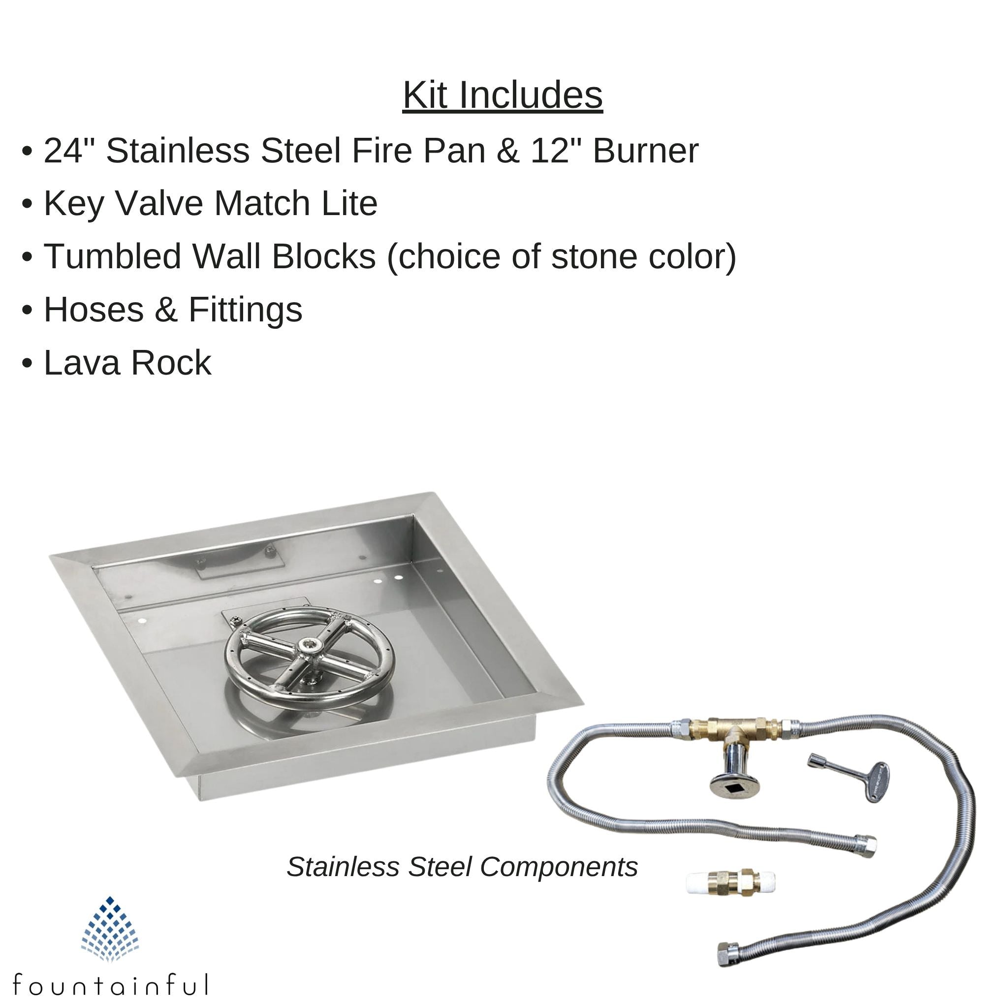 DIY Square Gas Fire Pit Kit