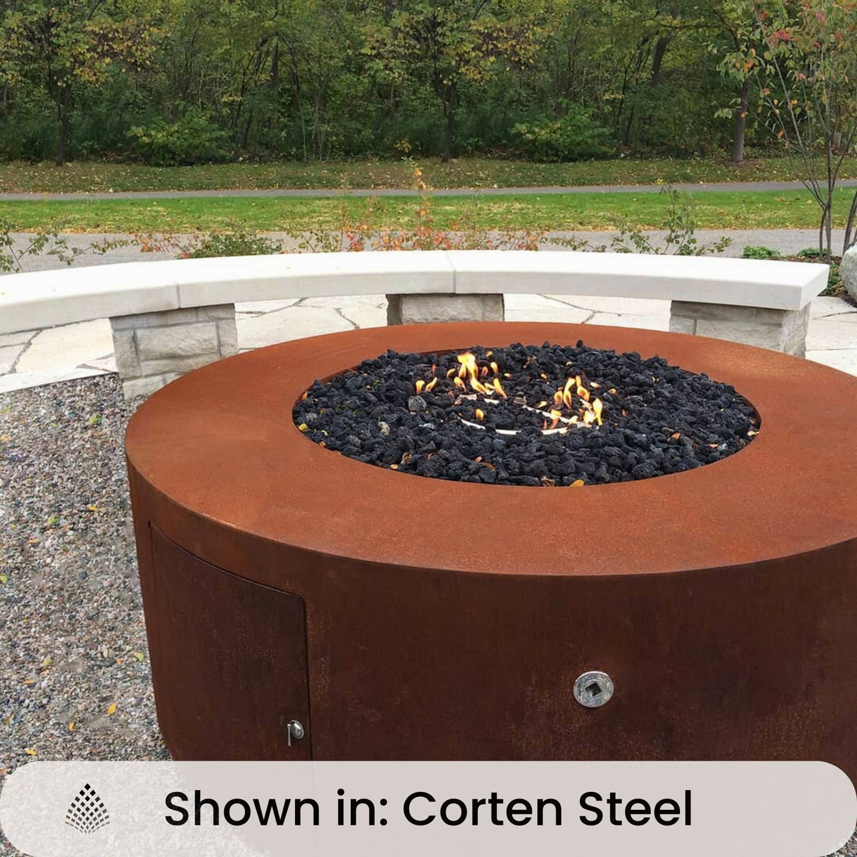 Unity Round Gas Fire Pit in Luxury Metals - Outdoor Plus