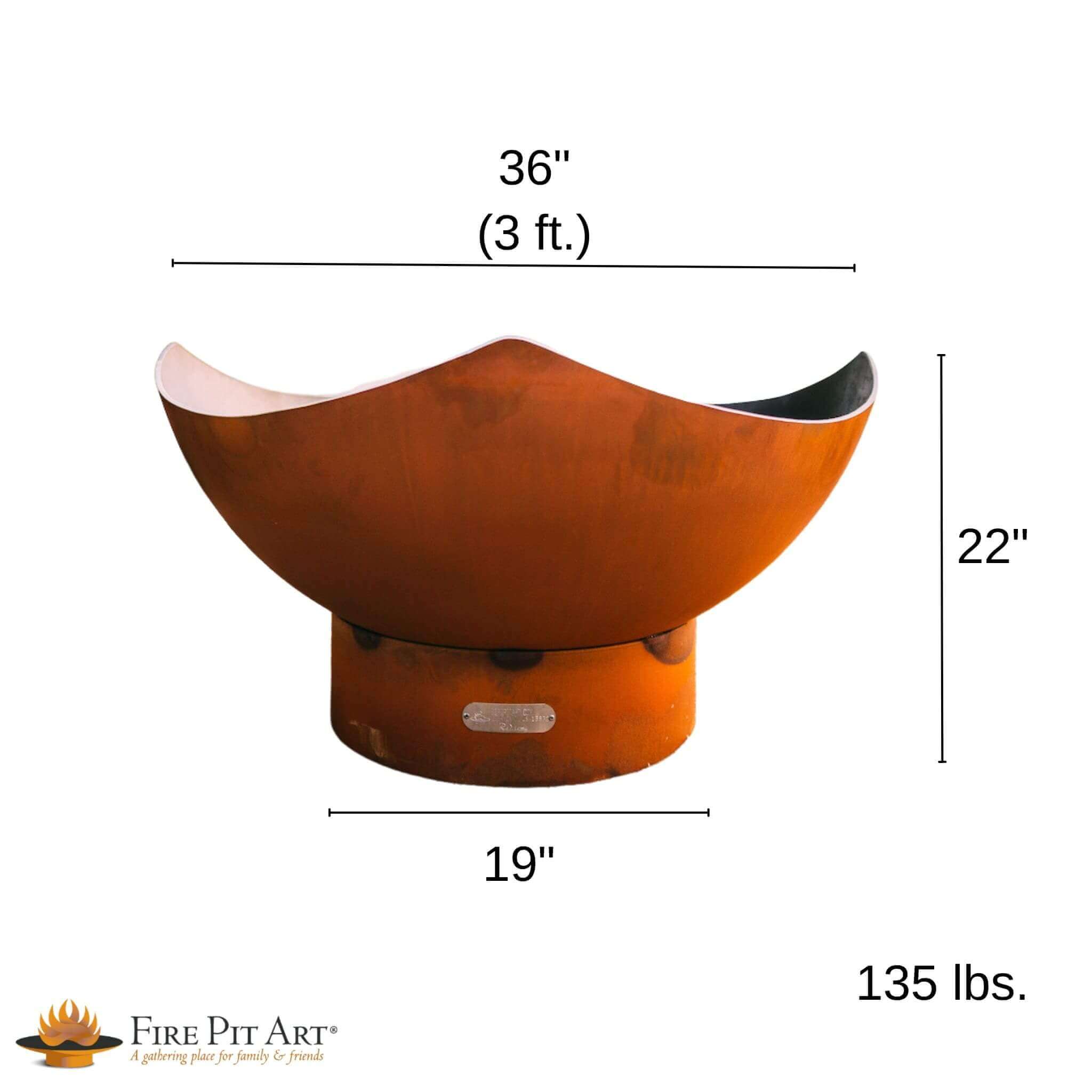 Manta Ray Gas Fire Pit in Steel - Fire Pit Art