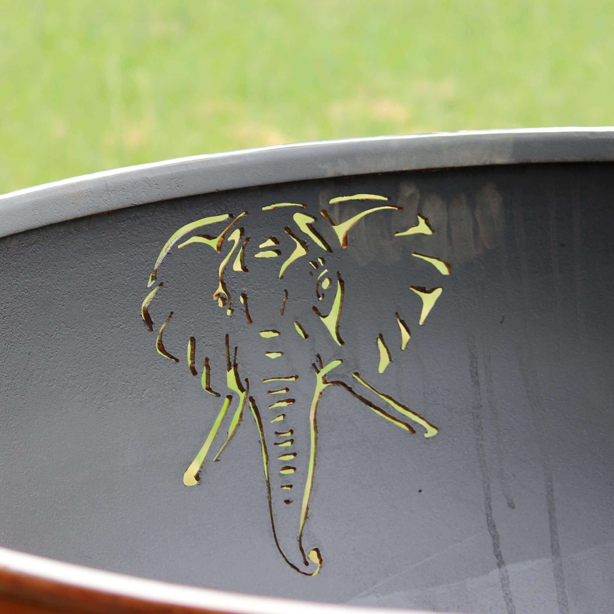 Africa's Big Five Gas Fire Pit in Steel - Fire Pit Art