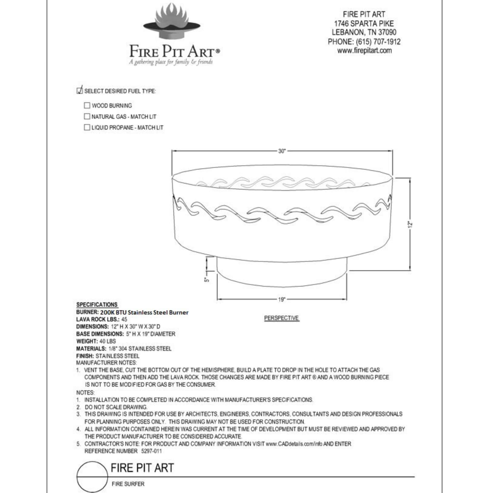 Fire Surfer Portable Wood Burning Fire Pit in Steel - Fire Pit Art