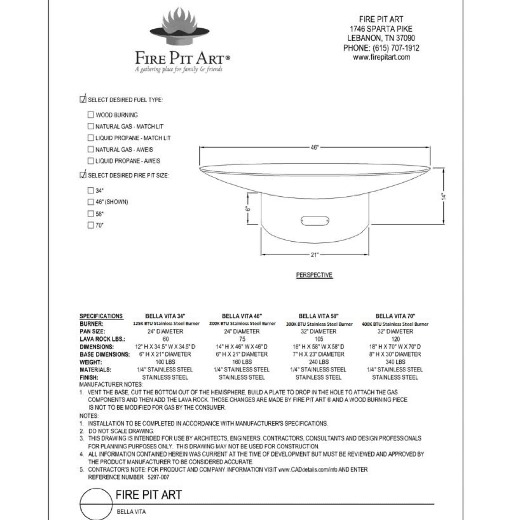 Bella Vita Series Gas Fire Pit in Steel - Fire Pit Art