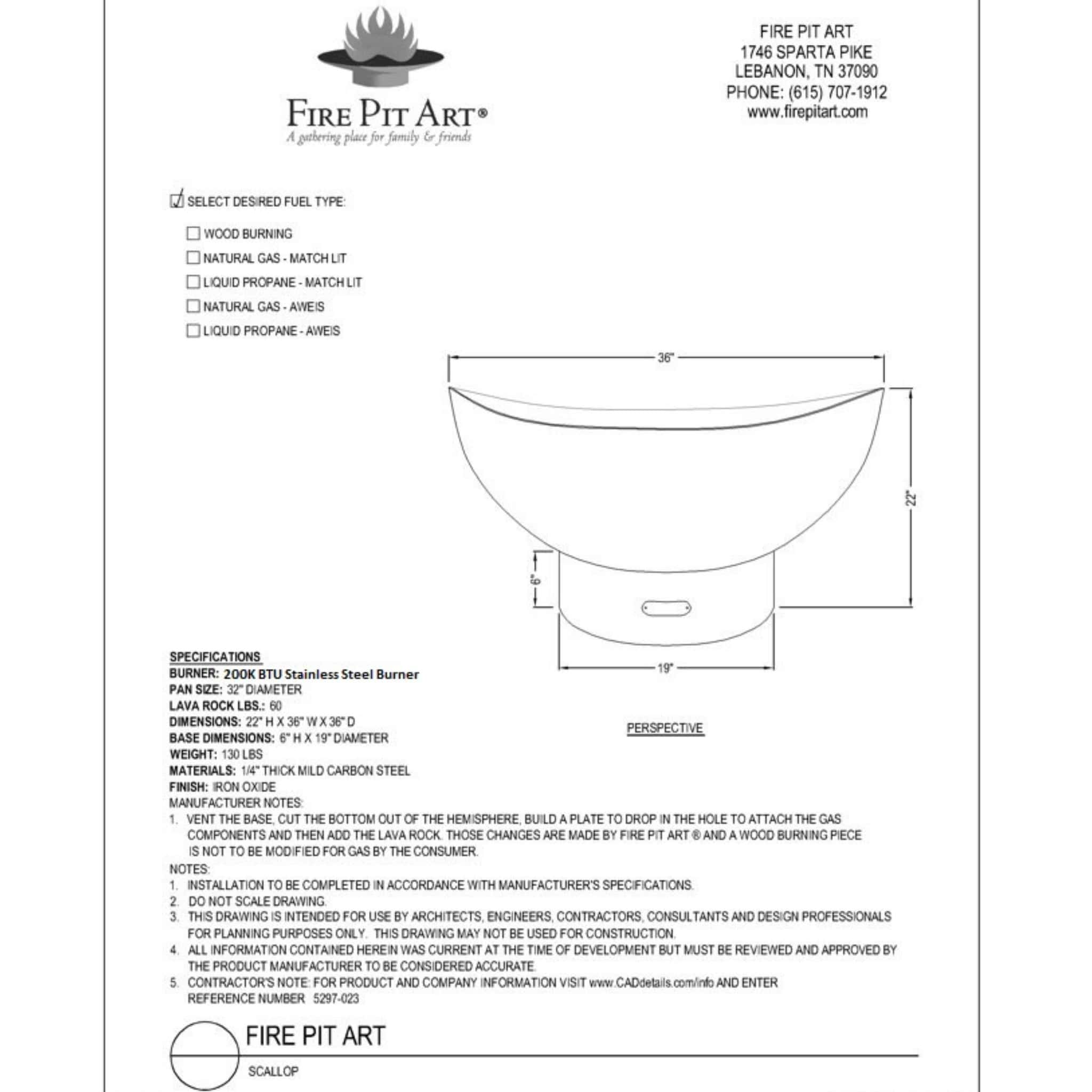 Scallop/Tidal Wood Burning Fire Pit in Steel - Fire Pit Art