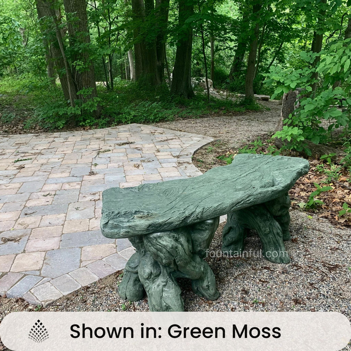 Massarelli "Timber" Concrete Garden Bench in Green Moss