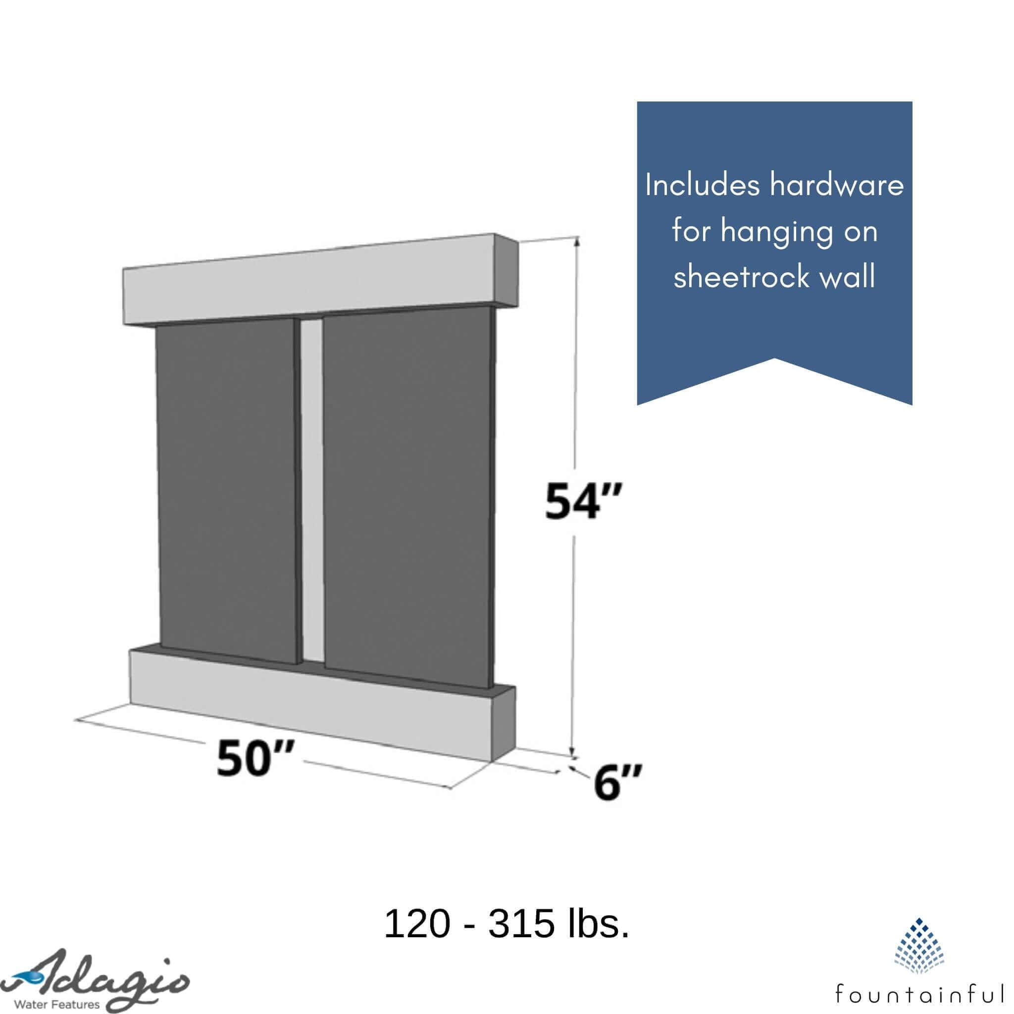 Aspen Falls Mounted Water Wall Fountain - Adagio