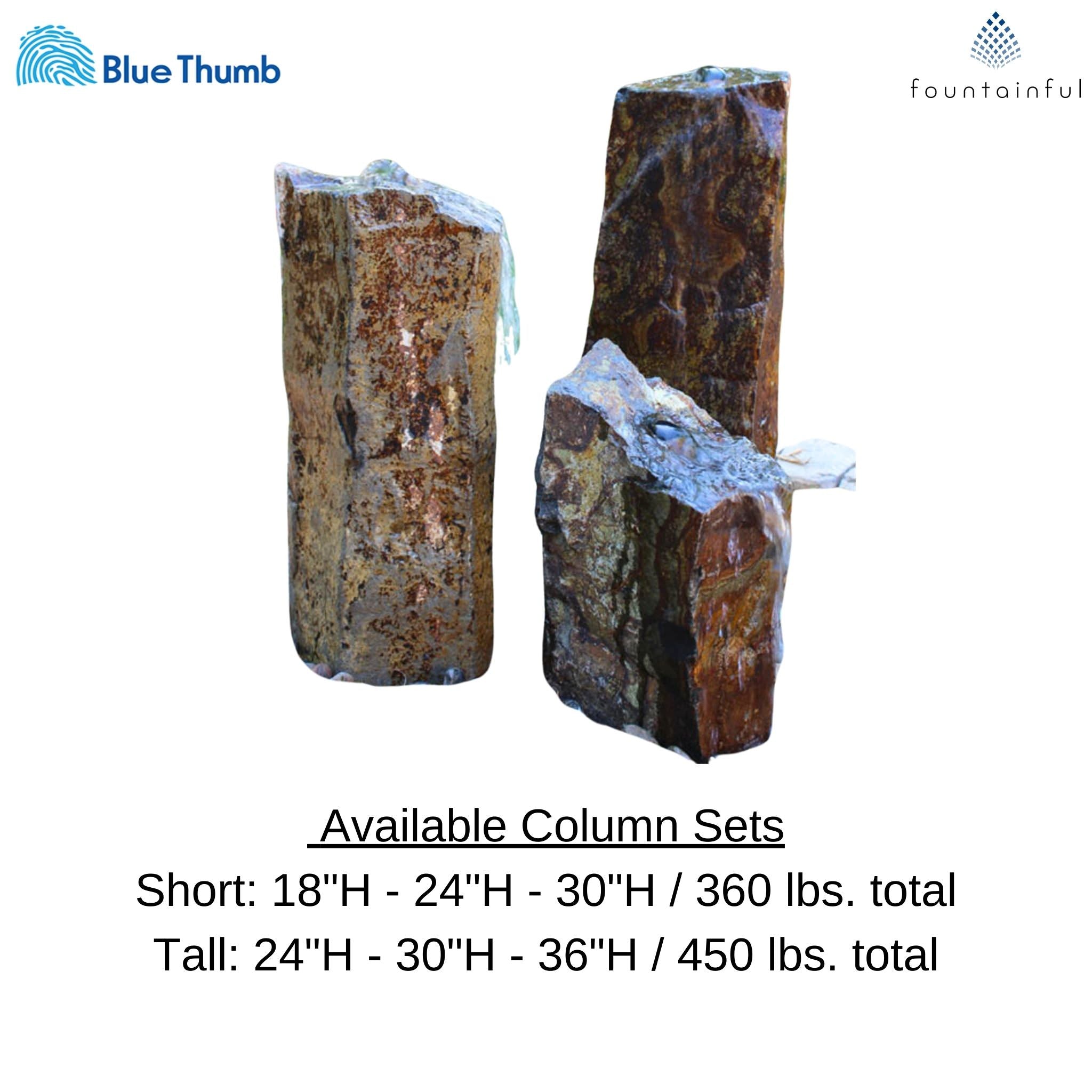 Rustic Basalt 3-Column Fountain - Complete Kit - Blue Thumb