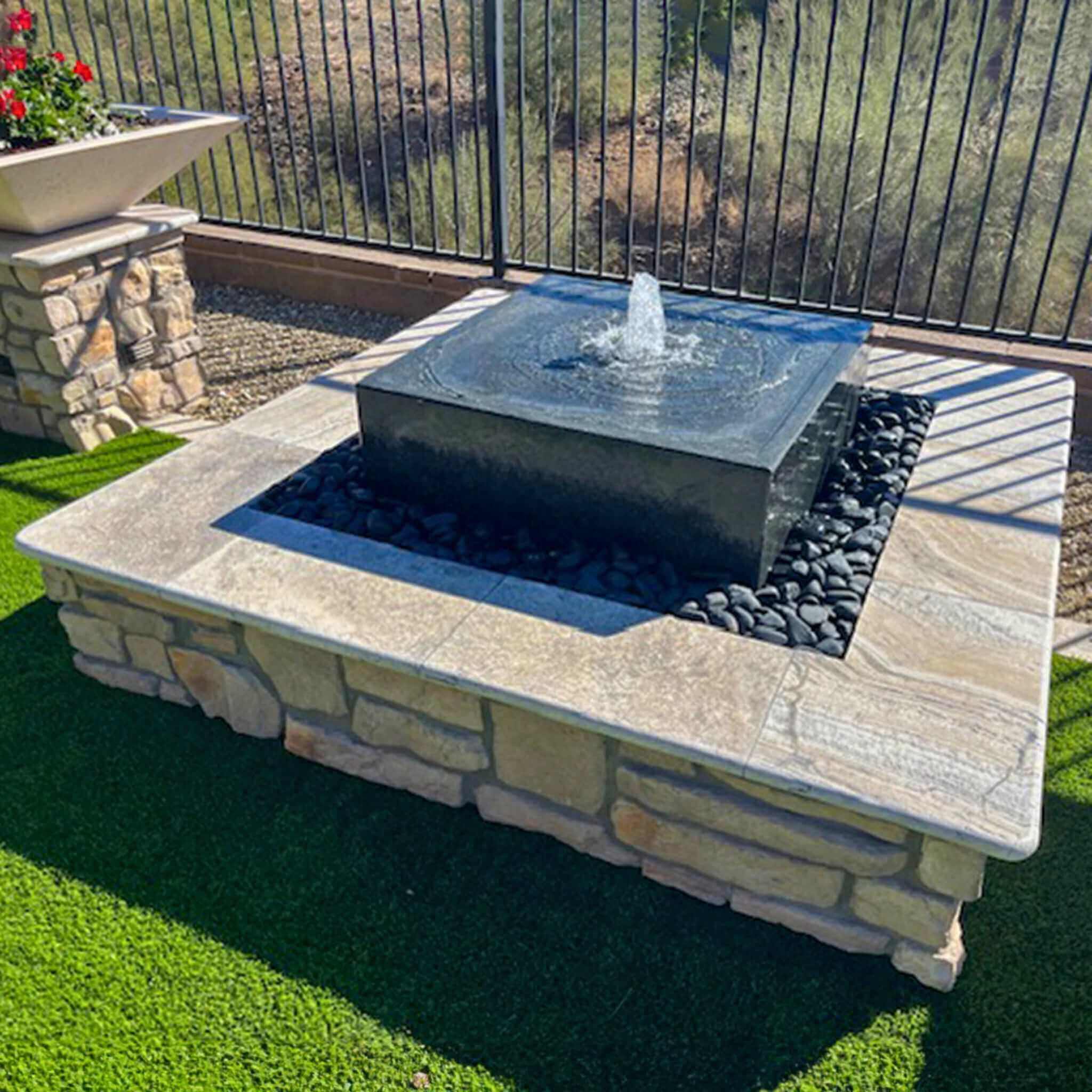 Basalt "Yoshida" Square Fountain & Pooling Block - Complete Kit - Blue Thumb