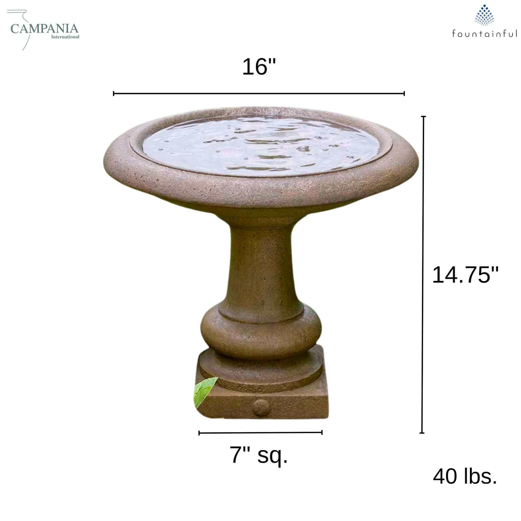 Williamsburg Summer House Concrete Bird Bath - Campania #B126