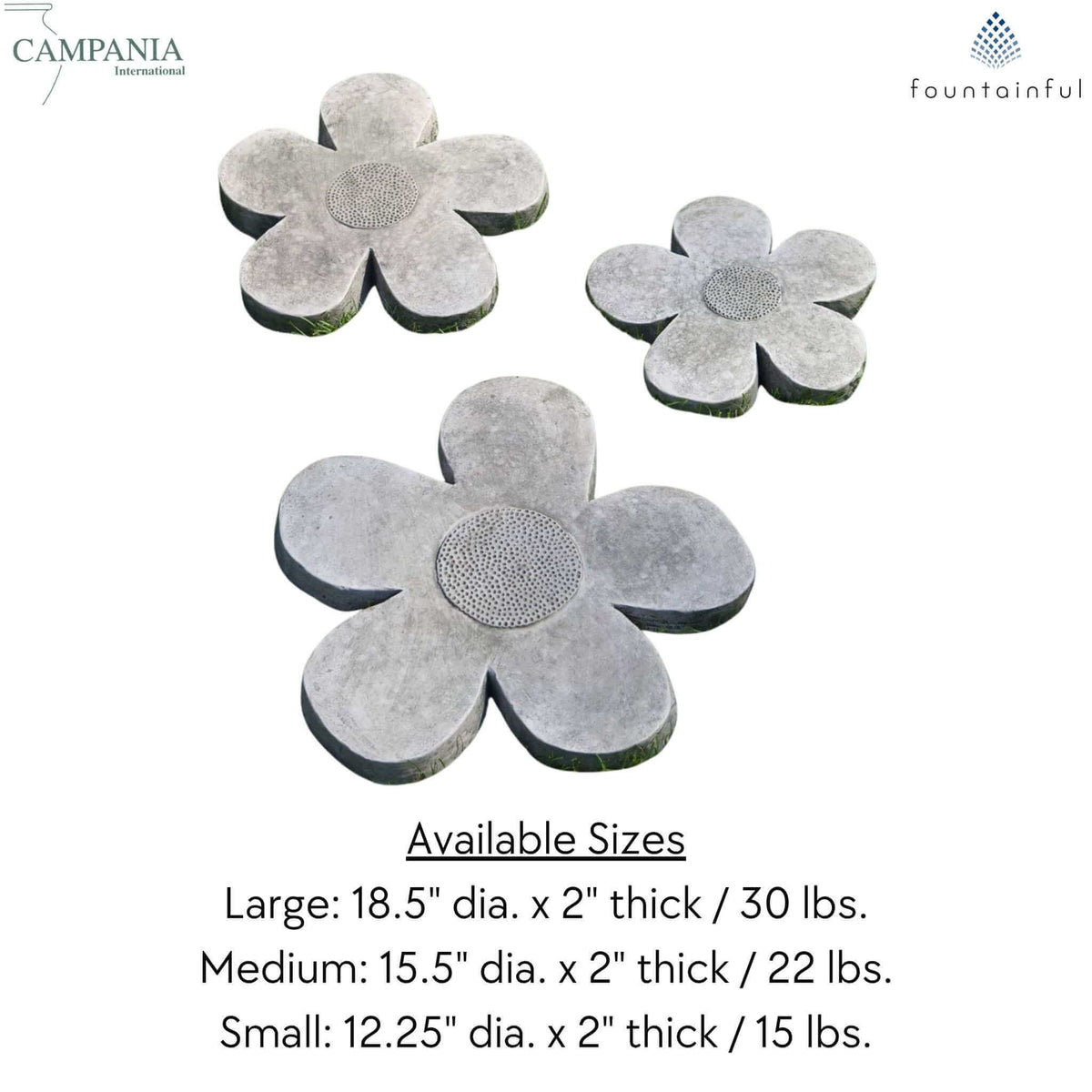 Flower Power Concrete Round Stepping Stones - Campania