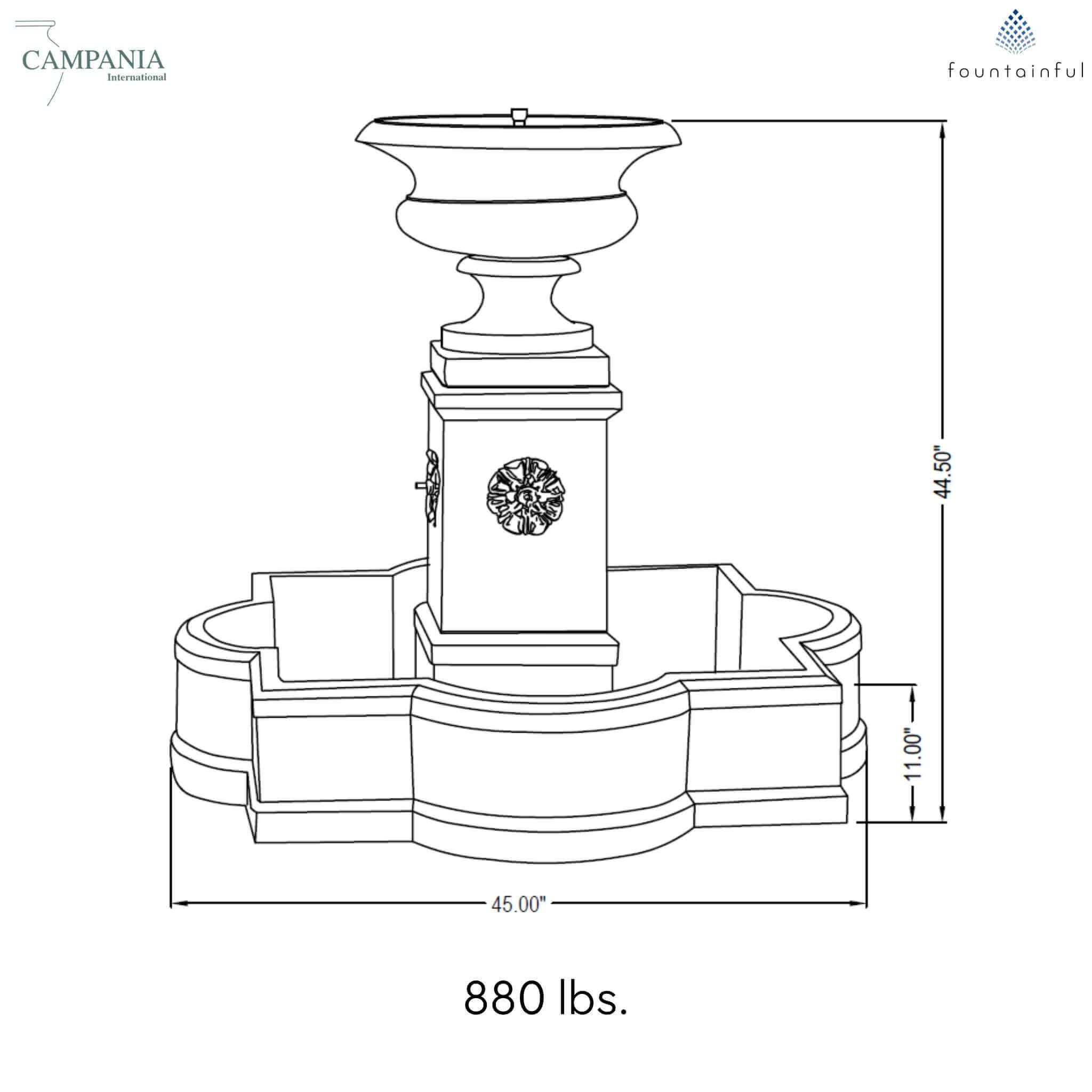 Palazzo Urn Concrete Fountain - Campania #FT30