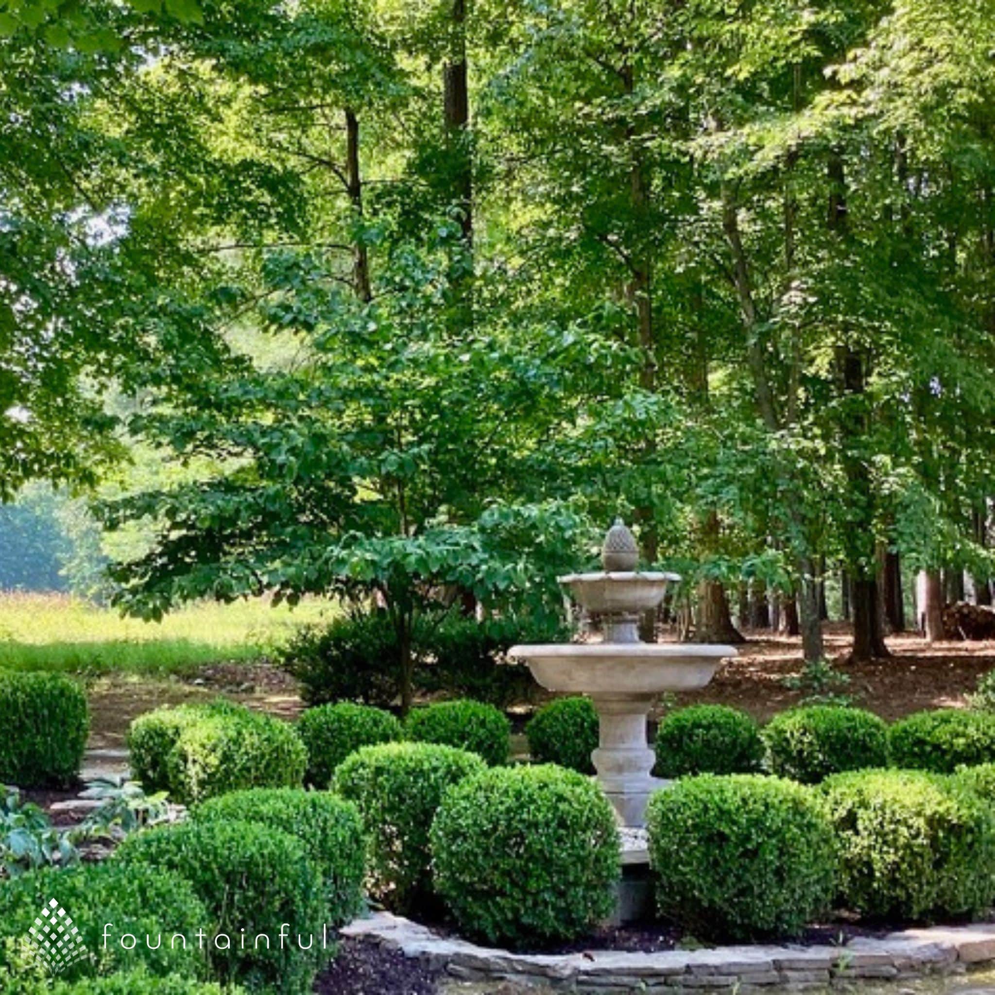 Wiltshire 2-Tier Concrete Fountain with Pinecone Finial - Campania #FT305