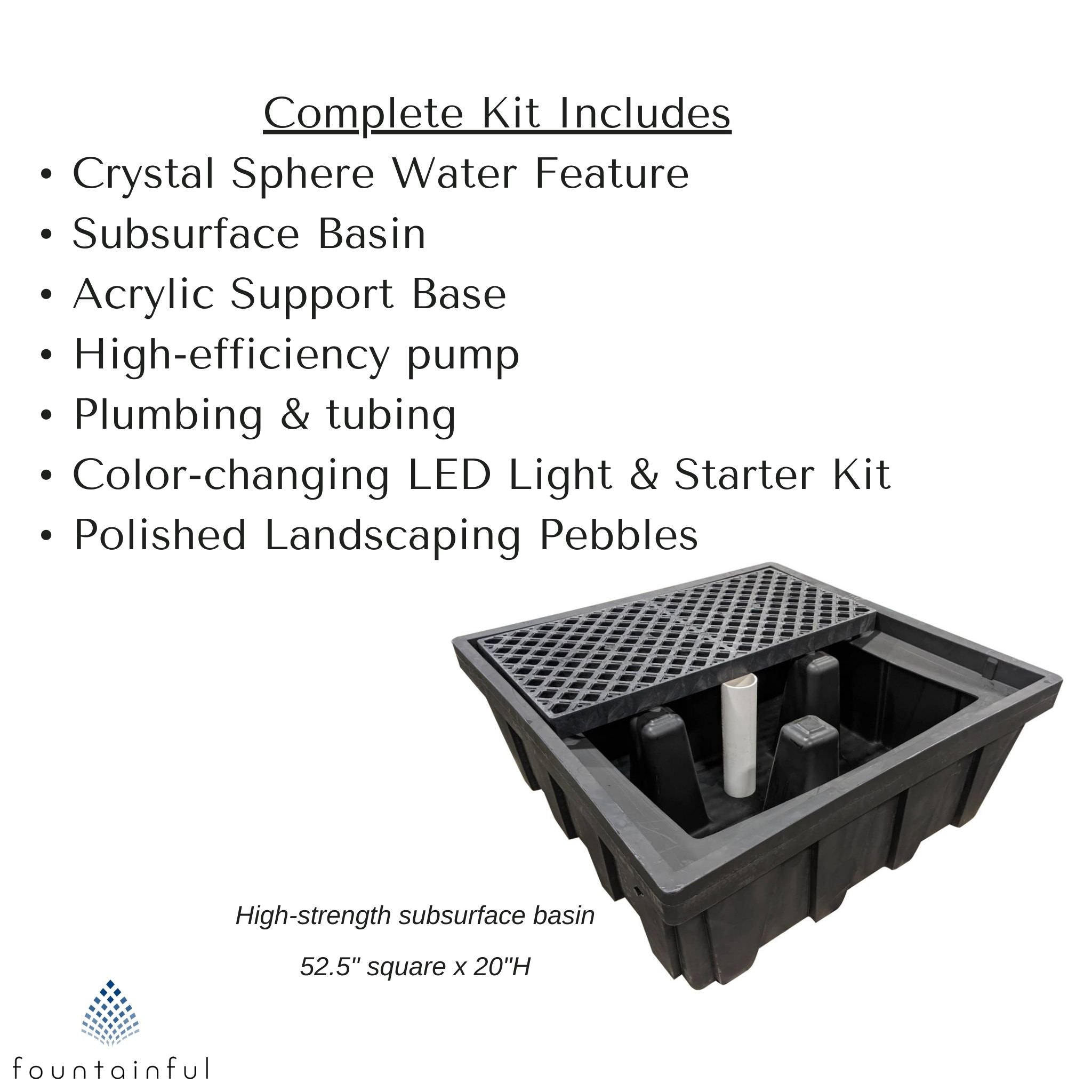 Crystal Sphere (24") Water Fountain - Complete Kit - Blue Thumb