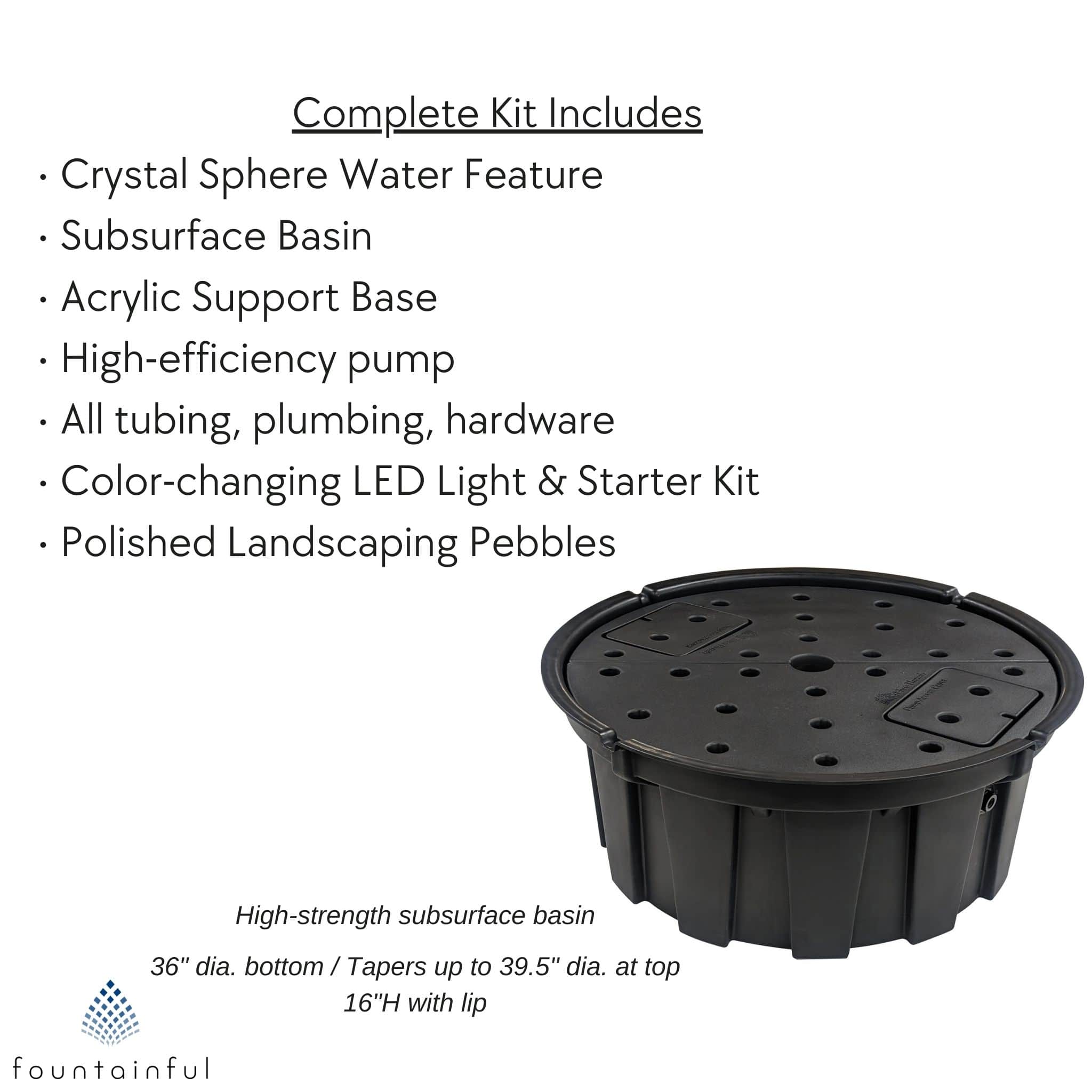Crystal Sphere (14") Water Fountain - Complete Kit - Blue Thumb