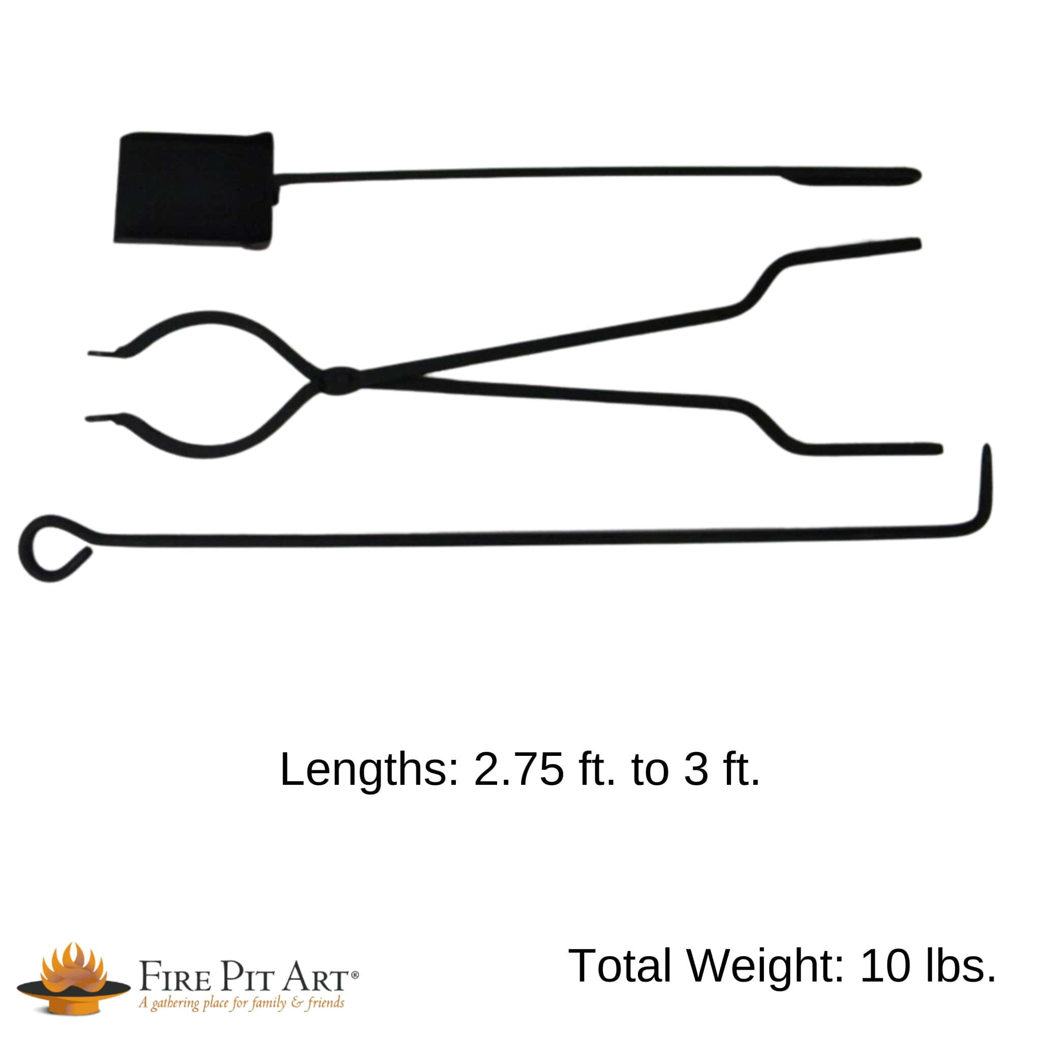 Amish Fire Tools Set - Blacksmith Forged - Fire Pit Art