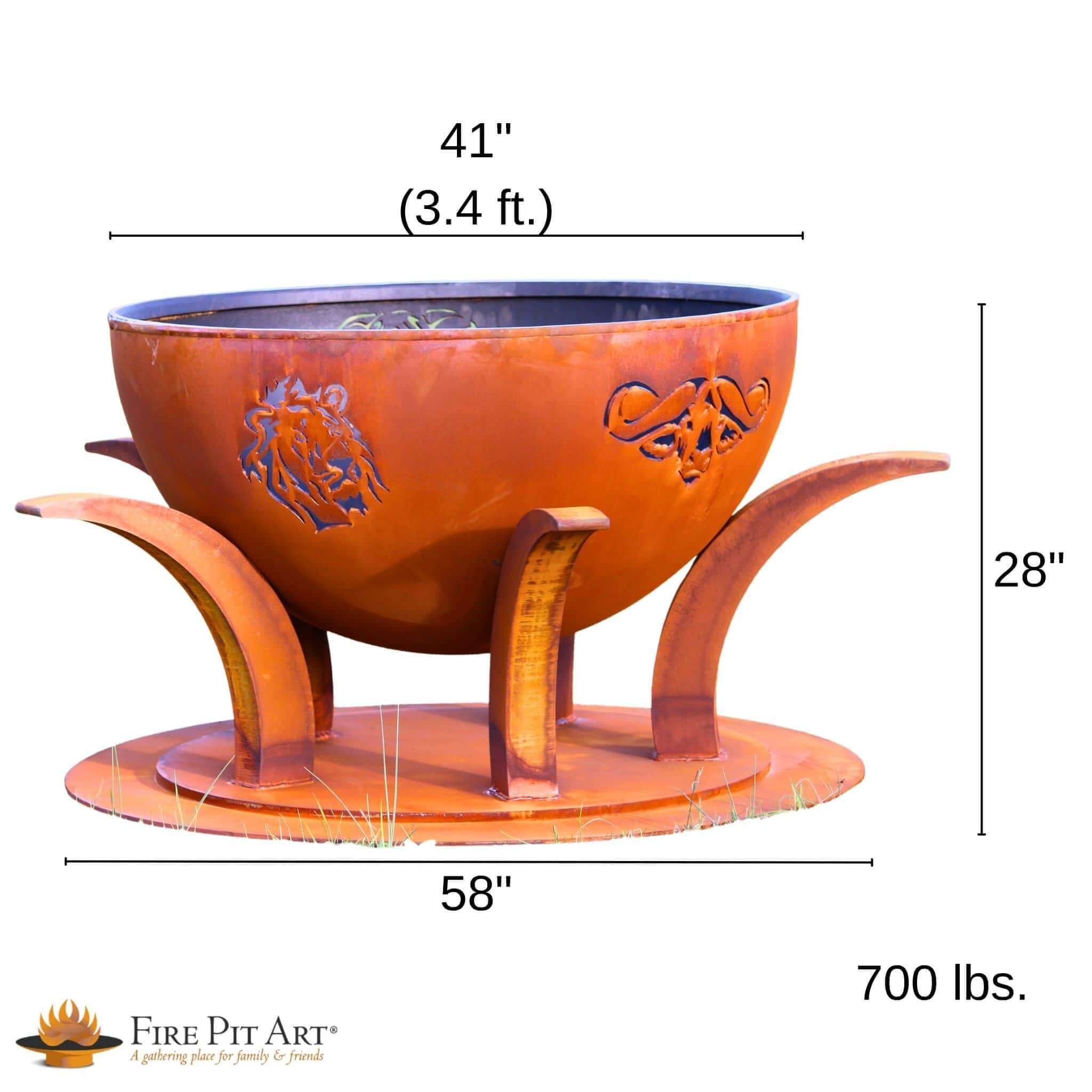 Africa's Big Five Gas Fire Pit in Steel - Fire Pit Art