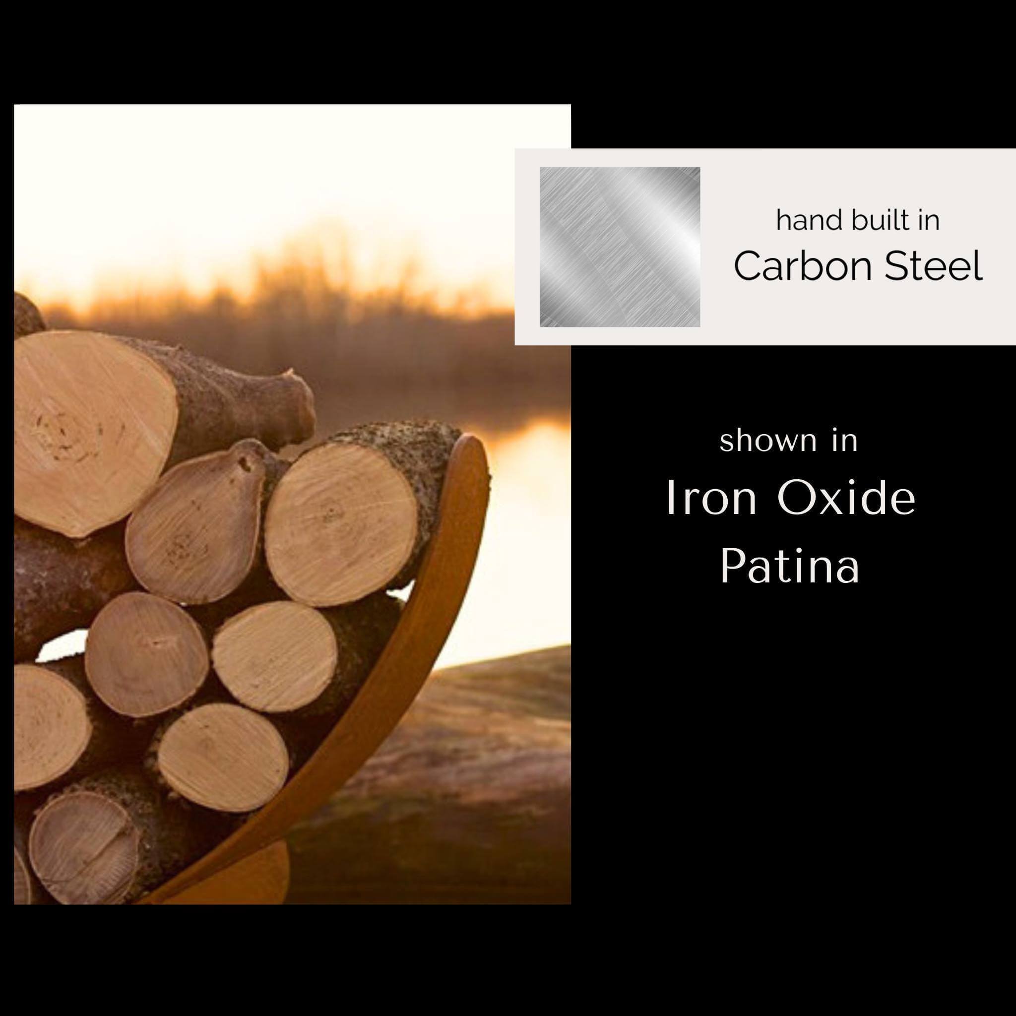 Crescent Log Rack in Carbon Steel - Fire Pit Art