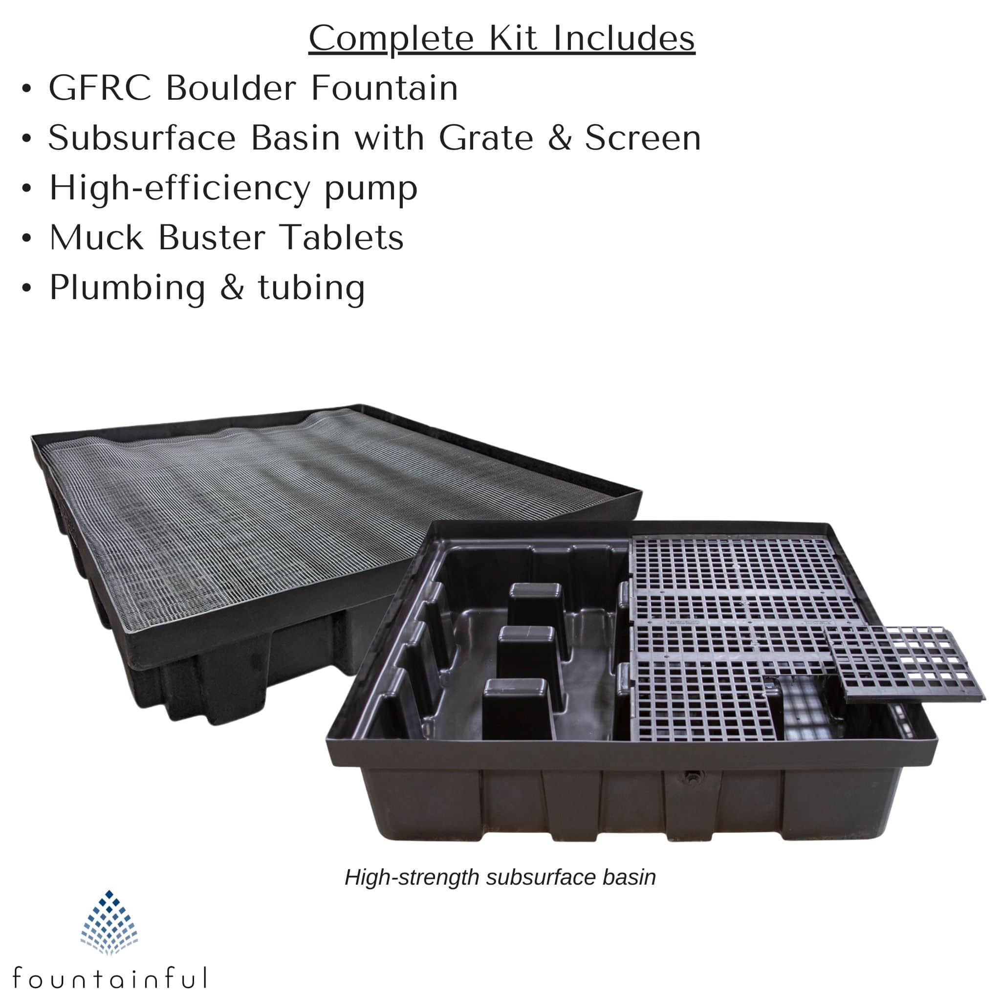 Triple Watershed GFRC Boulder Fountain - Complete Kit - Blue Thumb