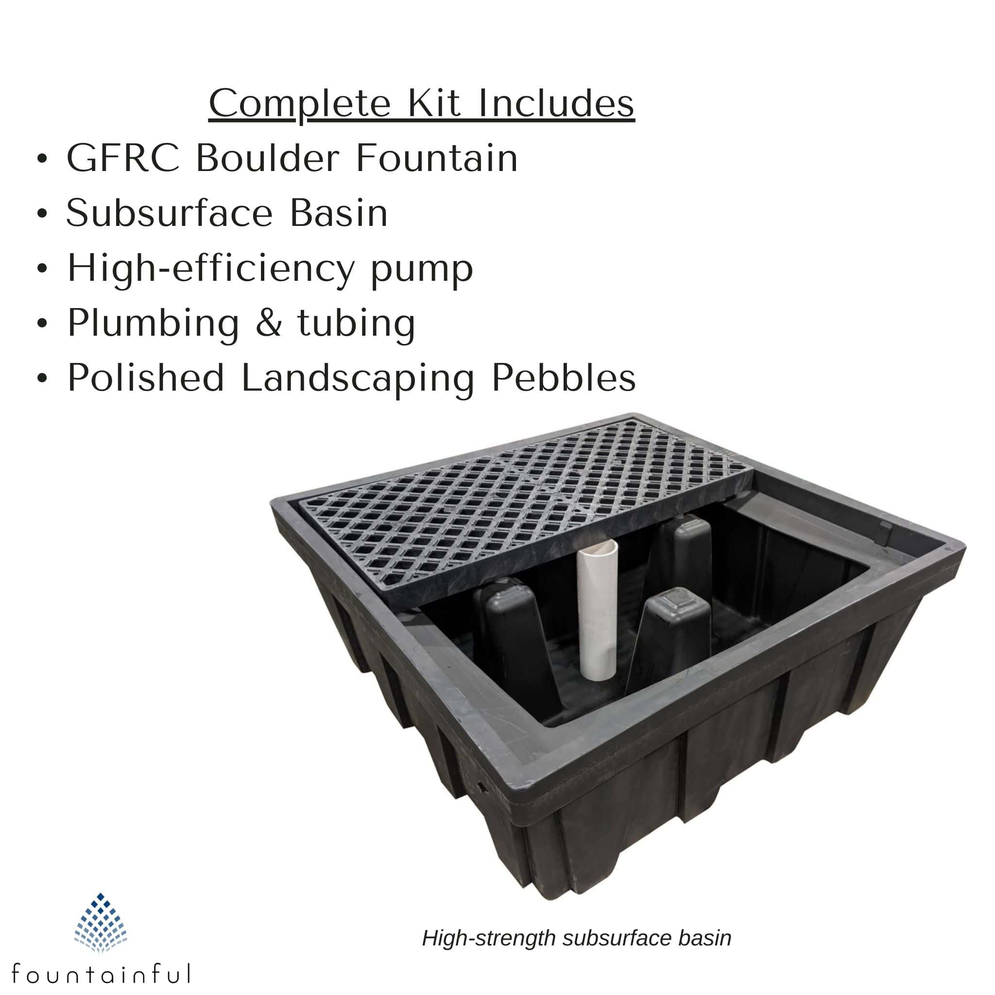 5-Column "Basalt" GFRC Boulder Fountain - Complete Kit - Blue Thumb