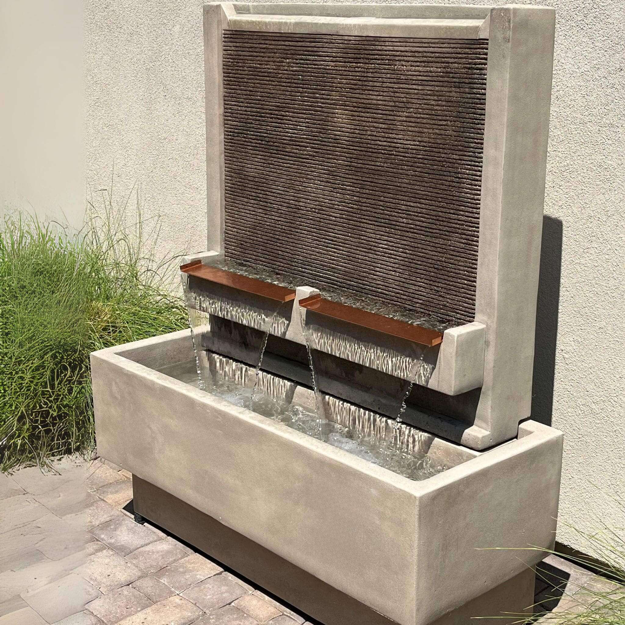 Double Brentwood Concrete Wall Fountain - Giannini #1771