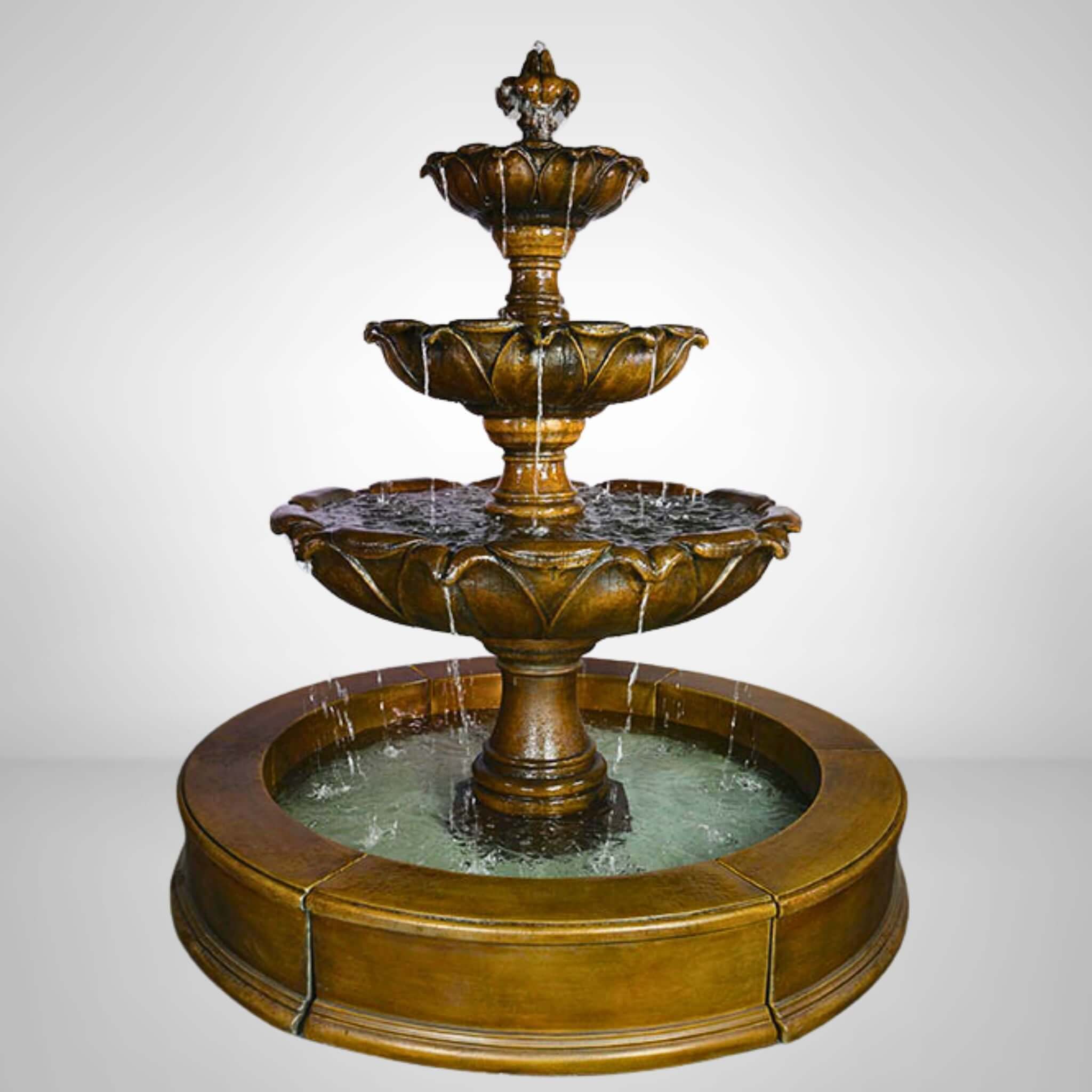 Gardenia 3-Tier w/Pond Concrete Fountain - Giannini #1807