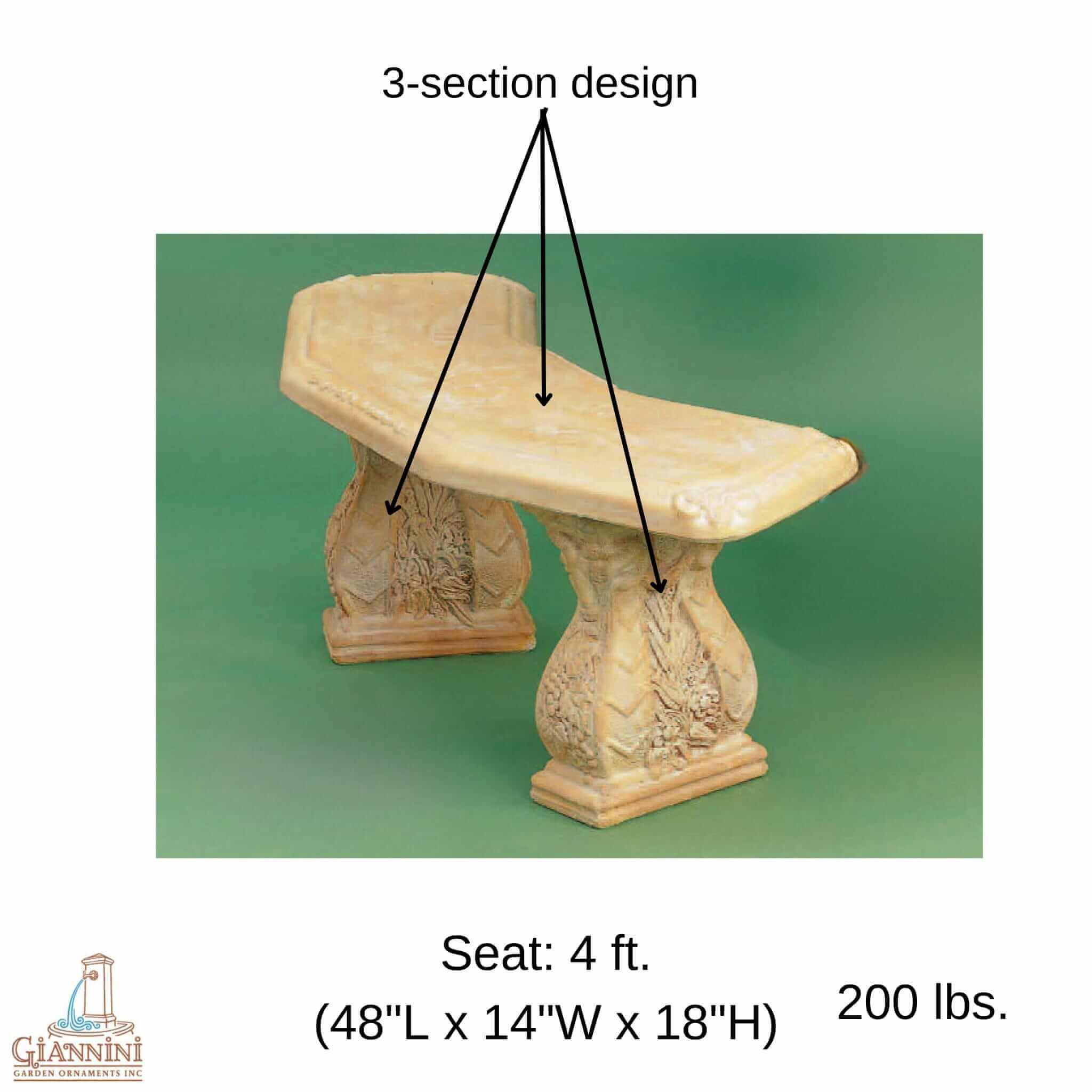 Pergola Angled Concrete Garden Bench - Giannini #503