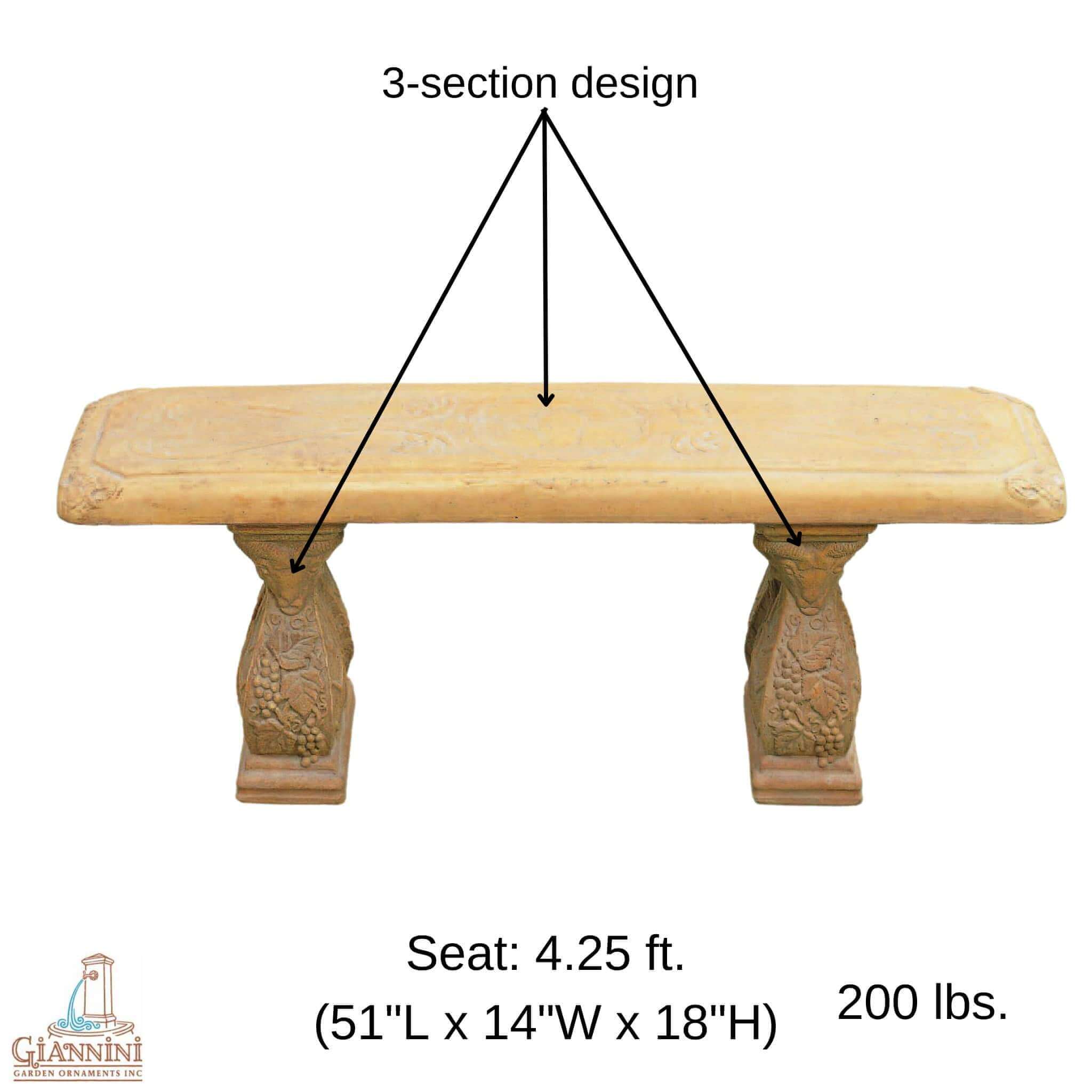 Pergola Straight Concrete Garden Bench - Giannini #504