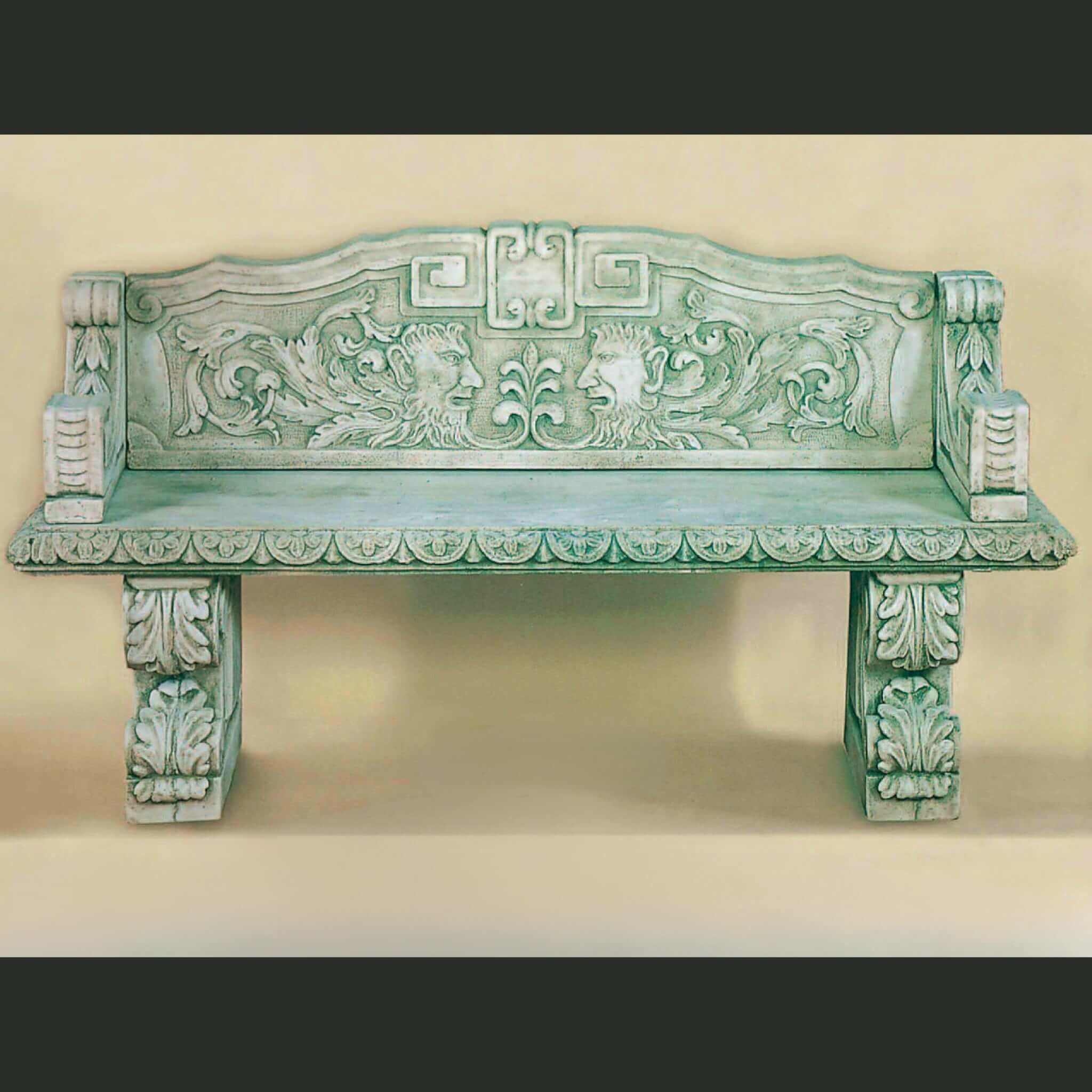 Green Man Concrete Garden Bench - Giannini #522