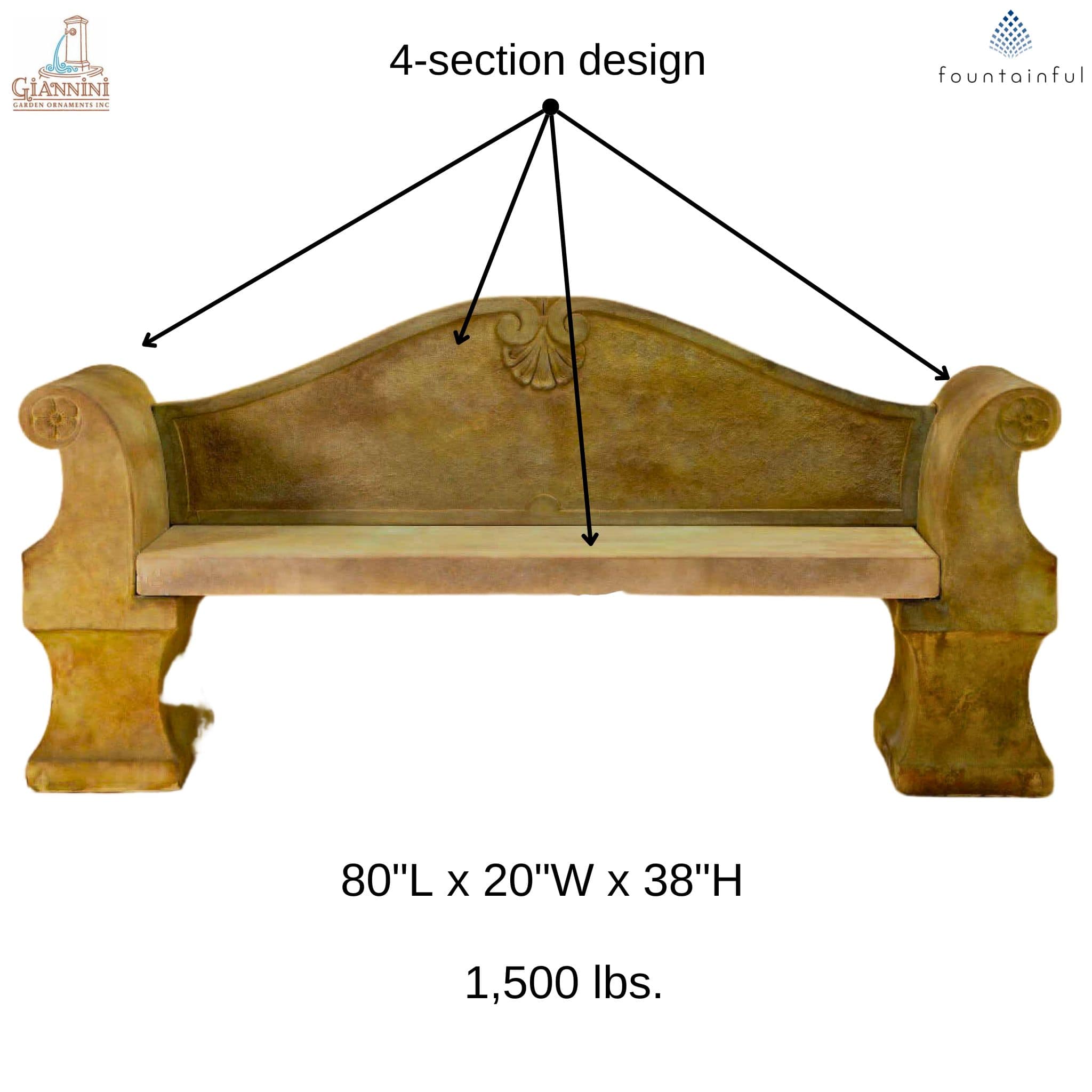 Anduze Concrete Garden Bench - Giannini #561