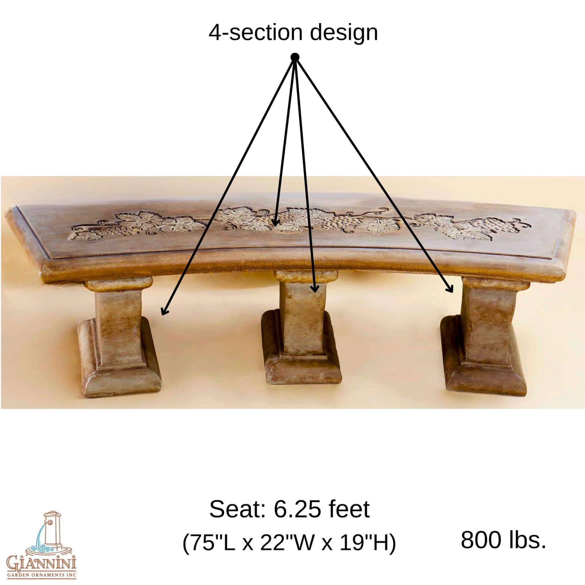 Vitis Curved Concrete Garden Bench - Giannini #577