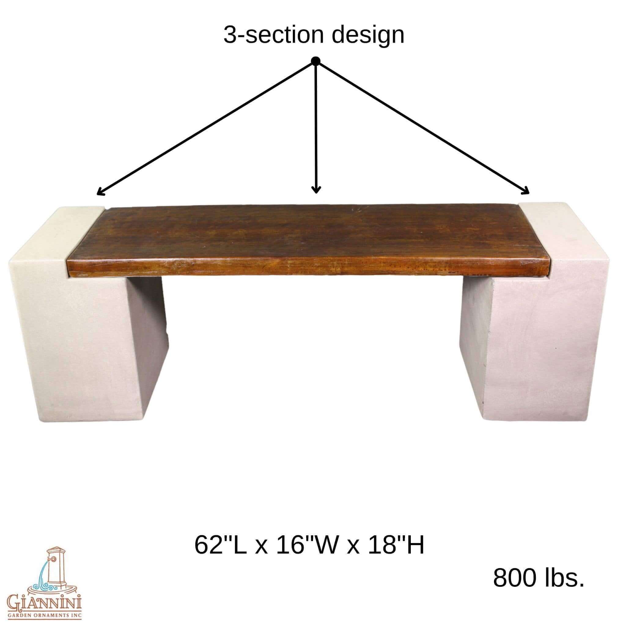 California Concrete Garden Bench  - Giannini #580