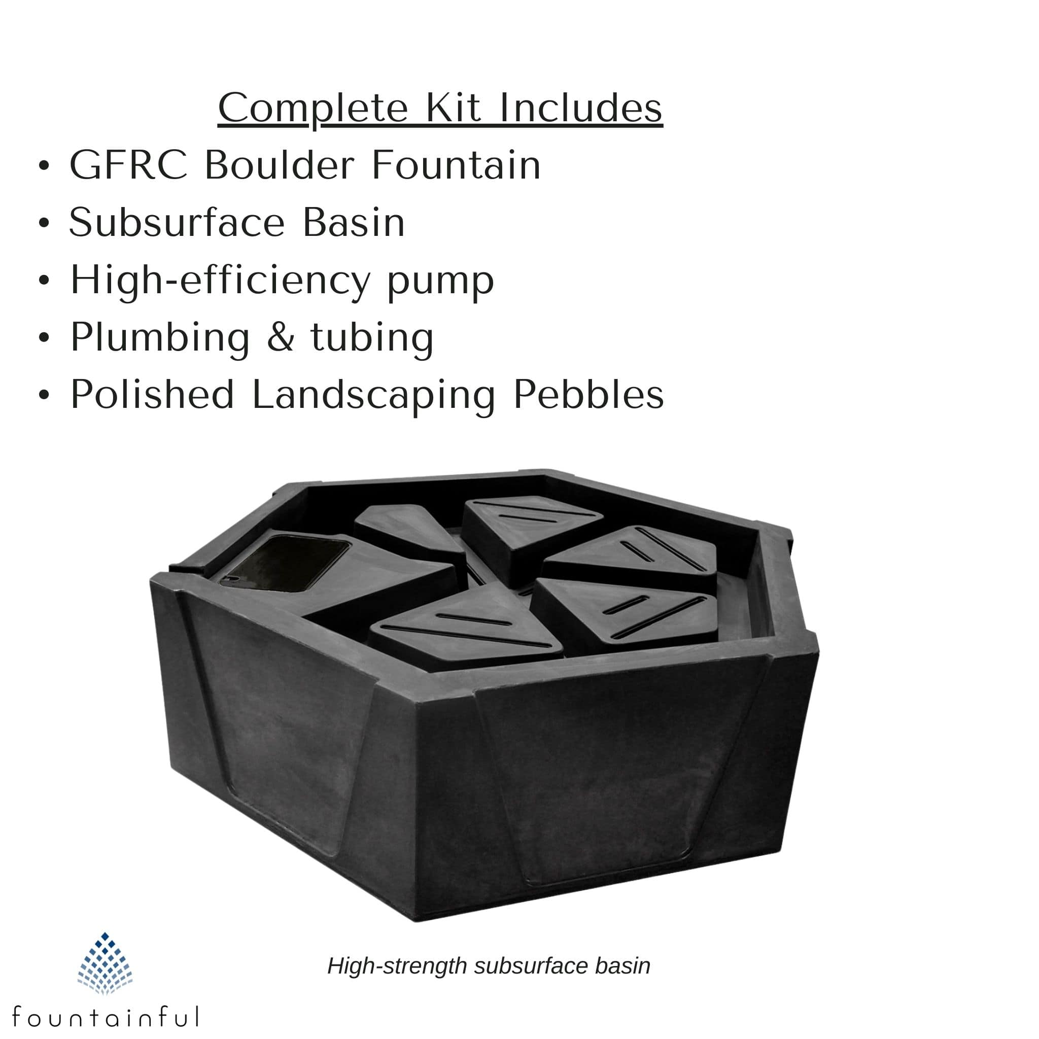 Fire & Water GFRC Boulder Fountain - Complete Kit - Blue Thumb