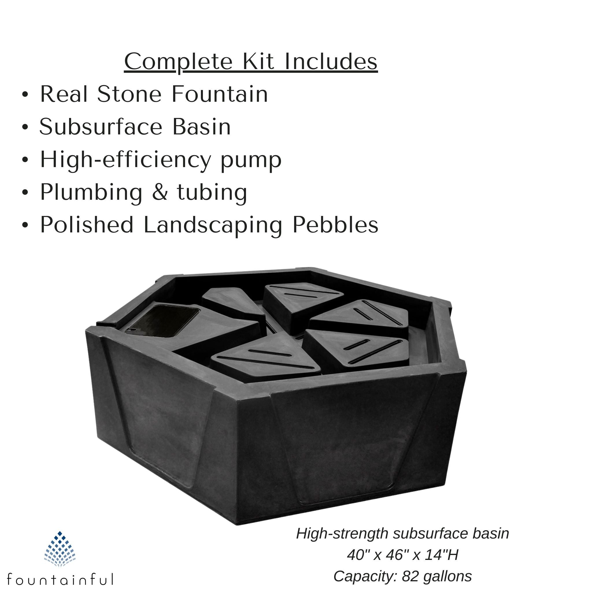 Rustic Basalt 30" Column Fountain - Complete Kit - Blue Thumb