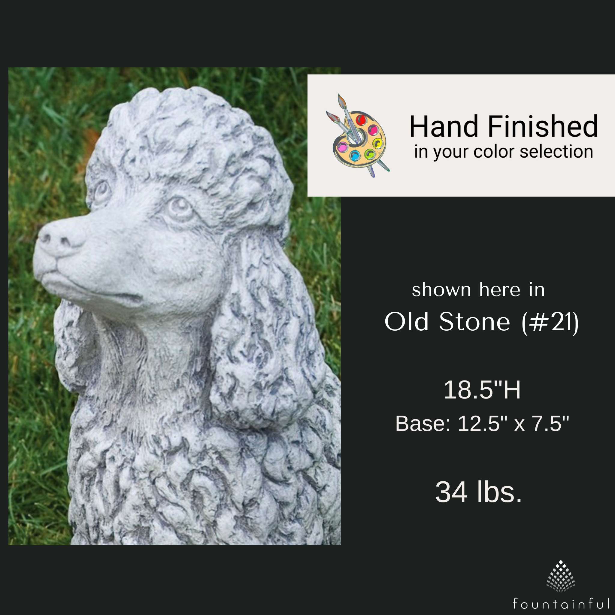 Poodle Concrete Garden Statue - Massarellis #2132