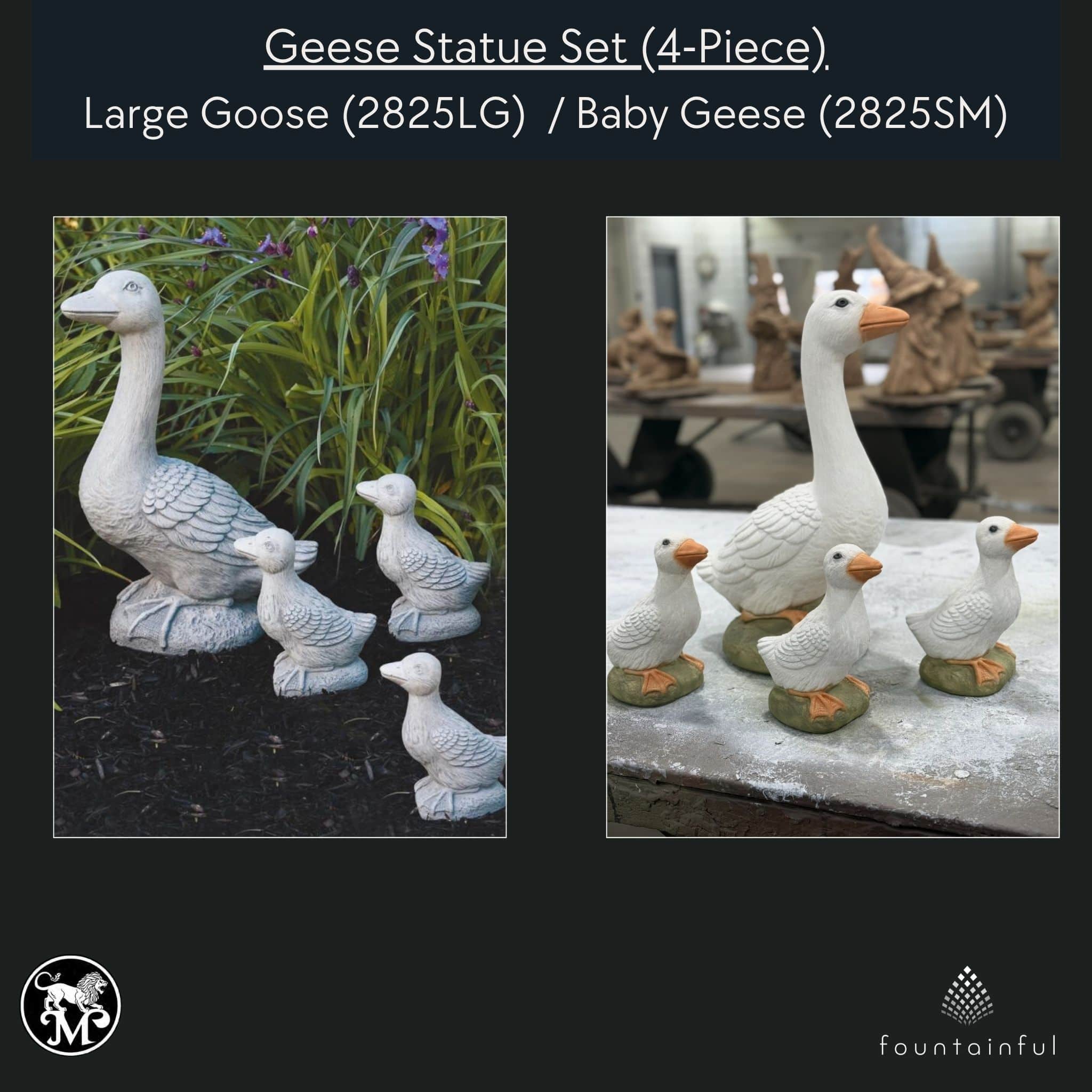 Geese Set Concrete Garden Statues - Massarellis #2825